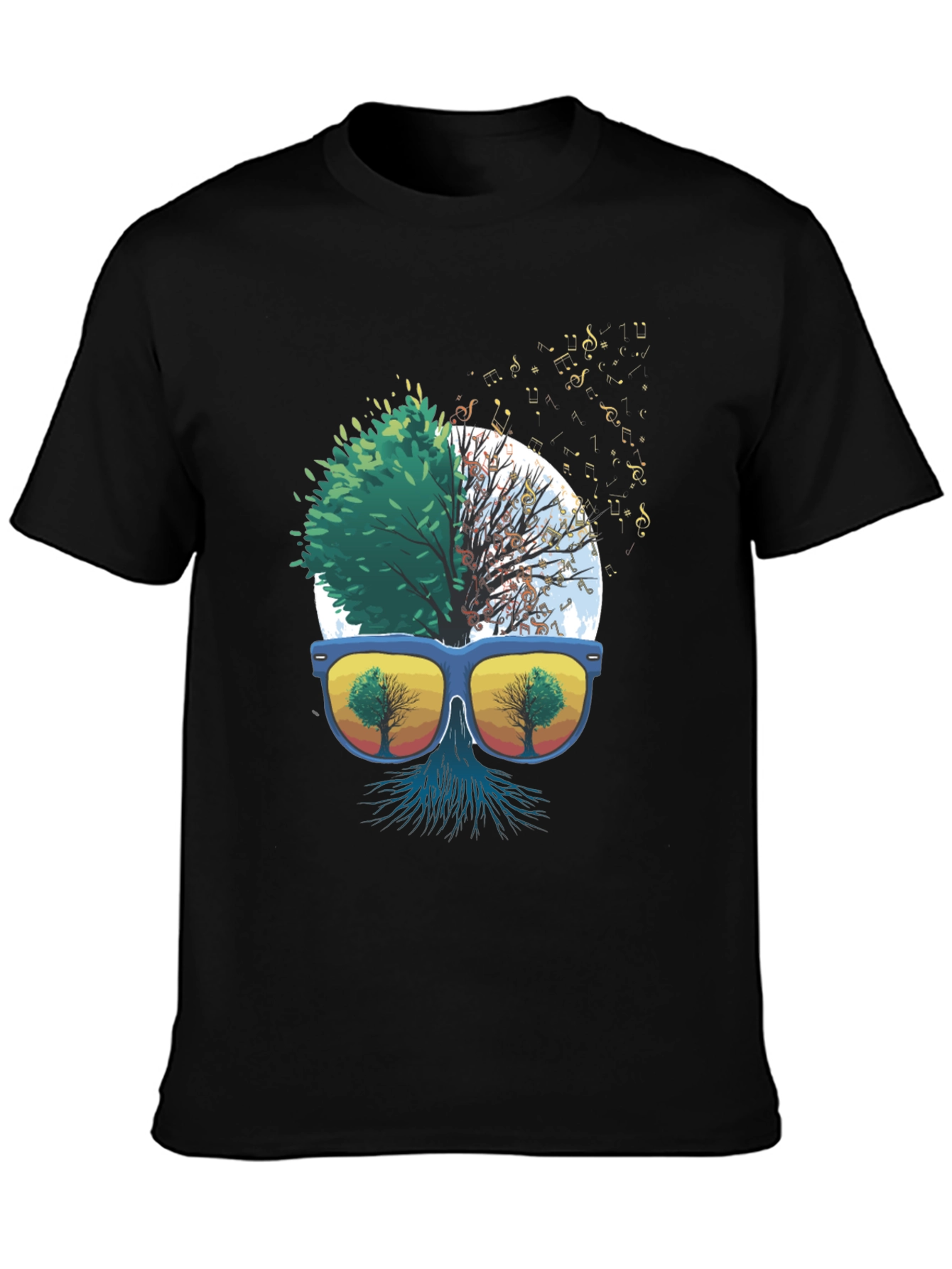 Nature Music T-Shirt - Half Tree Design