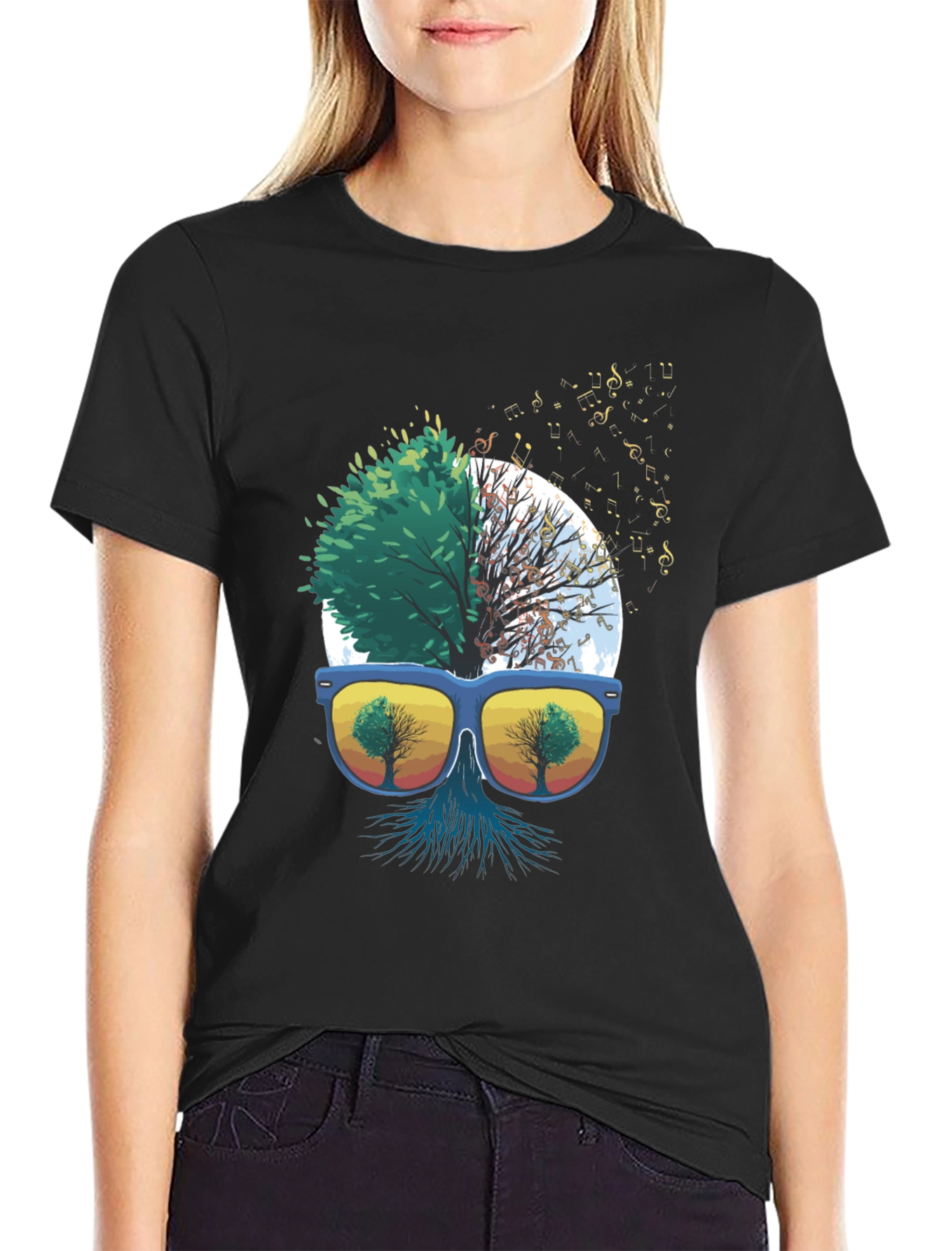 Nature Music T-Shirt - Half Tree Design