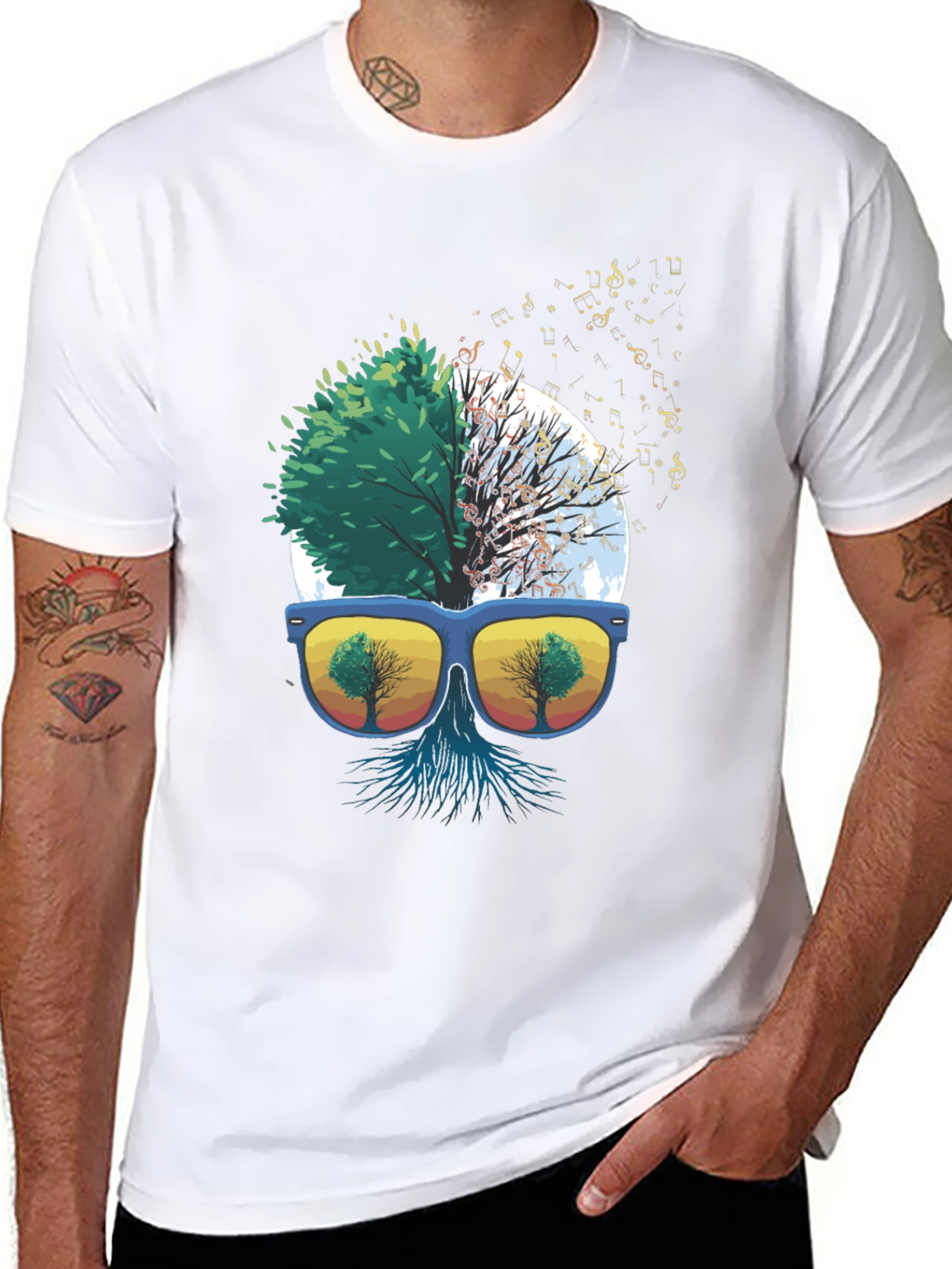 Nature Music T-Shirt - Half Tree Design