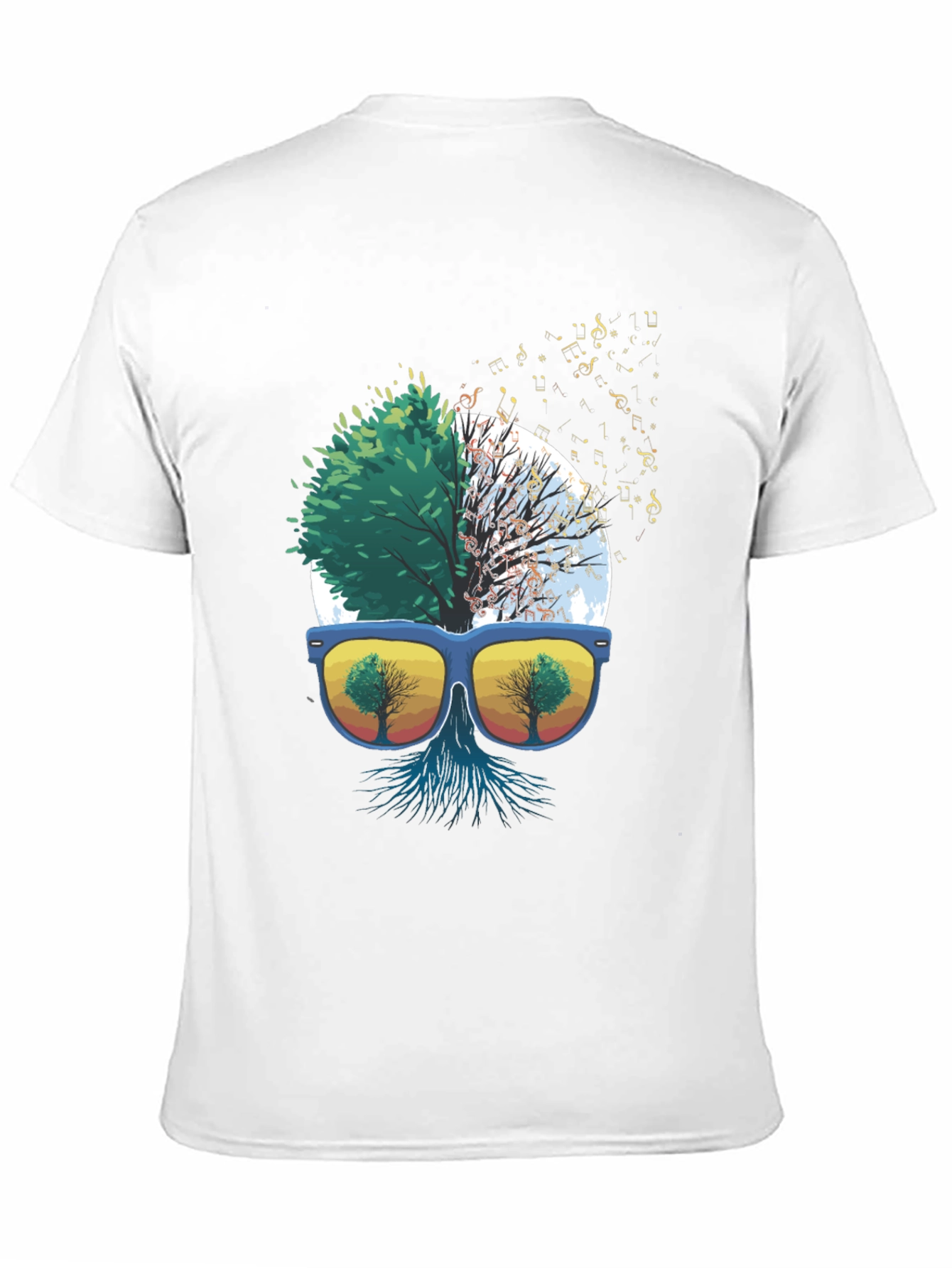 Nature Music T-Shirt - Half Tree Design