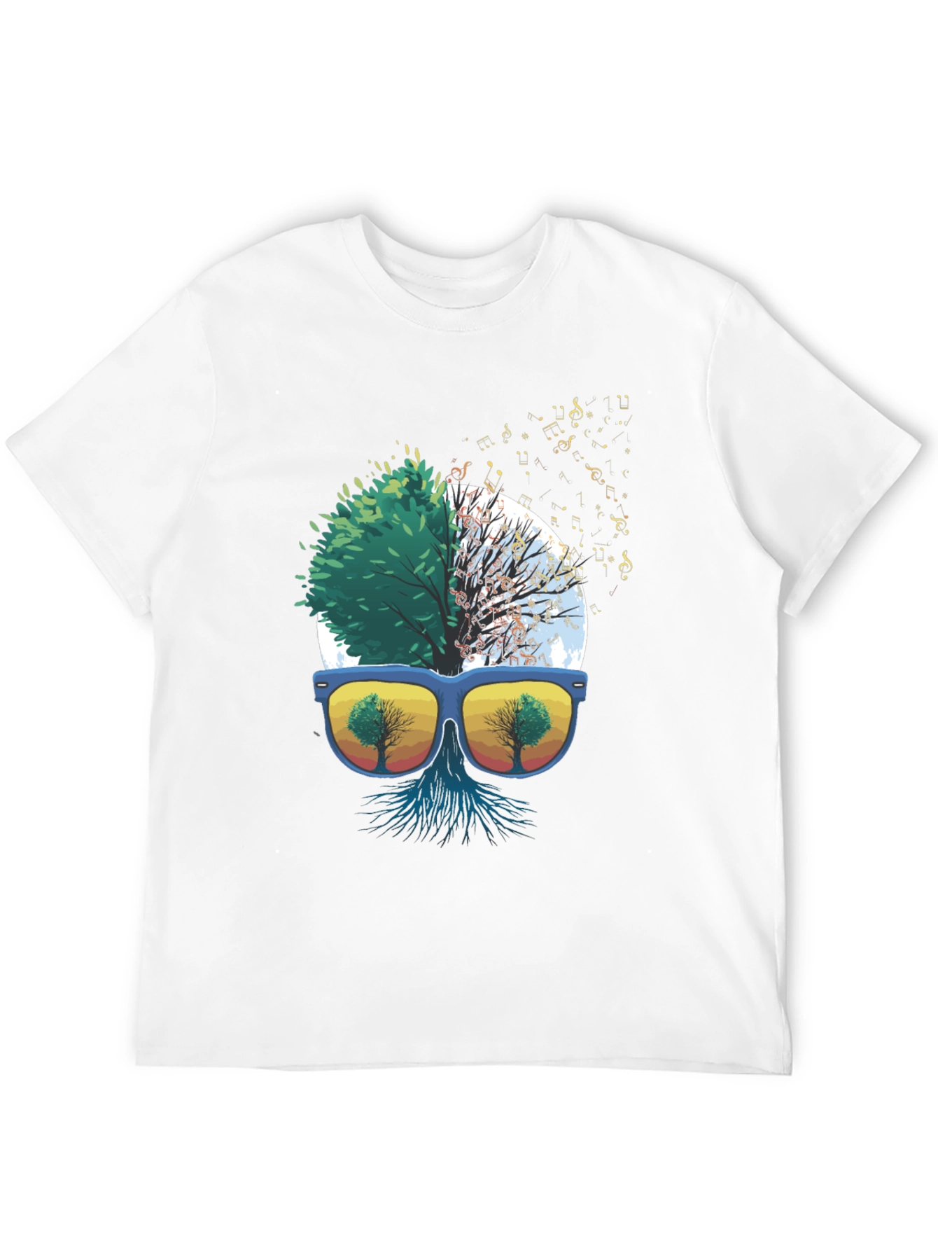 Nature Music T-Shirt - Half Tree Design