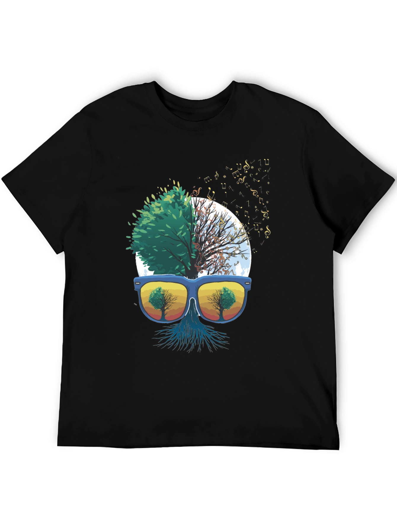 Nature Music T-Shirt - Half Tree Design