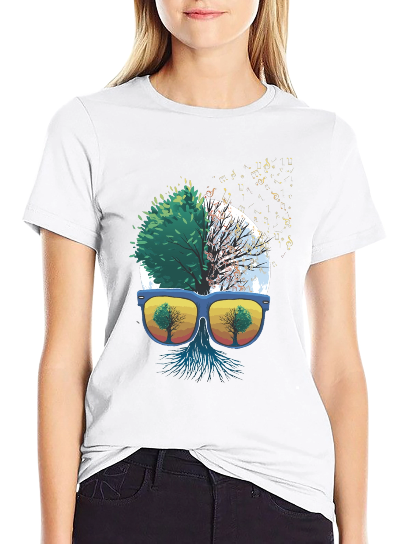 Nature Music T-Shirt - Half Tree Design