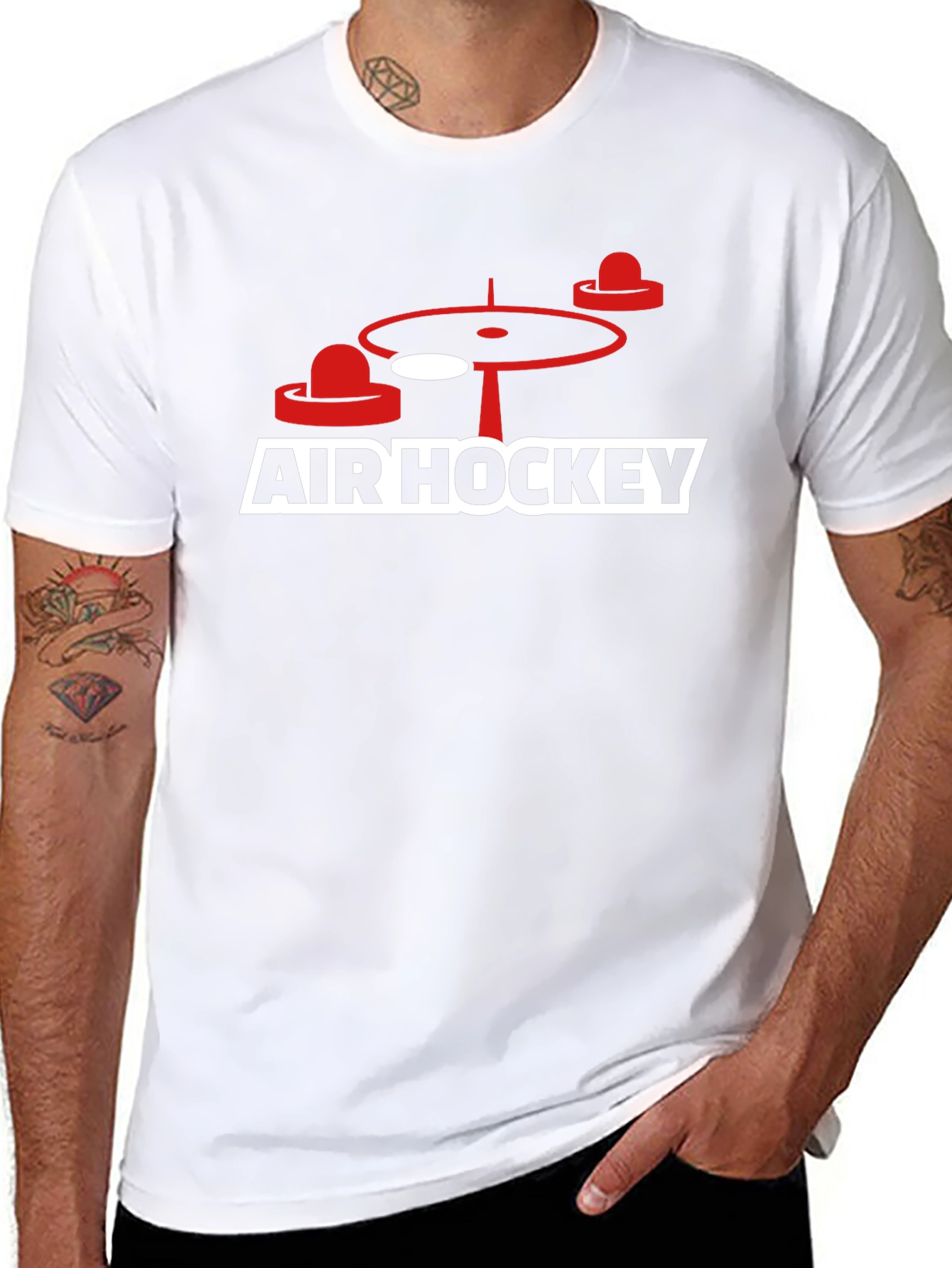 Air Hockey Graphic Tee - Black Cotton Blend