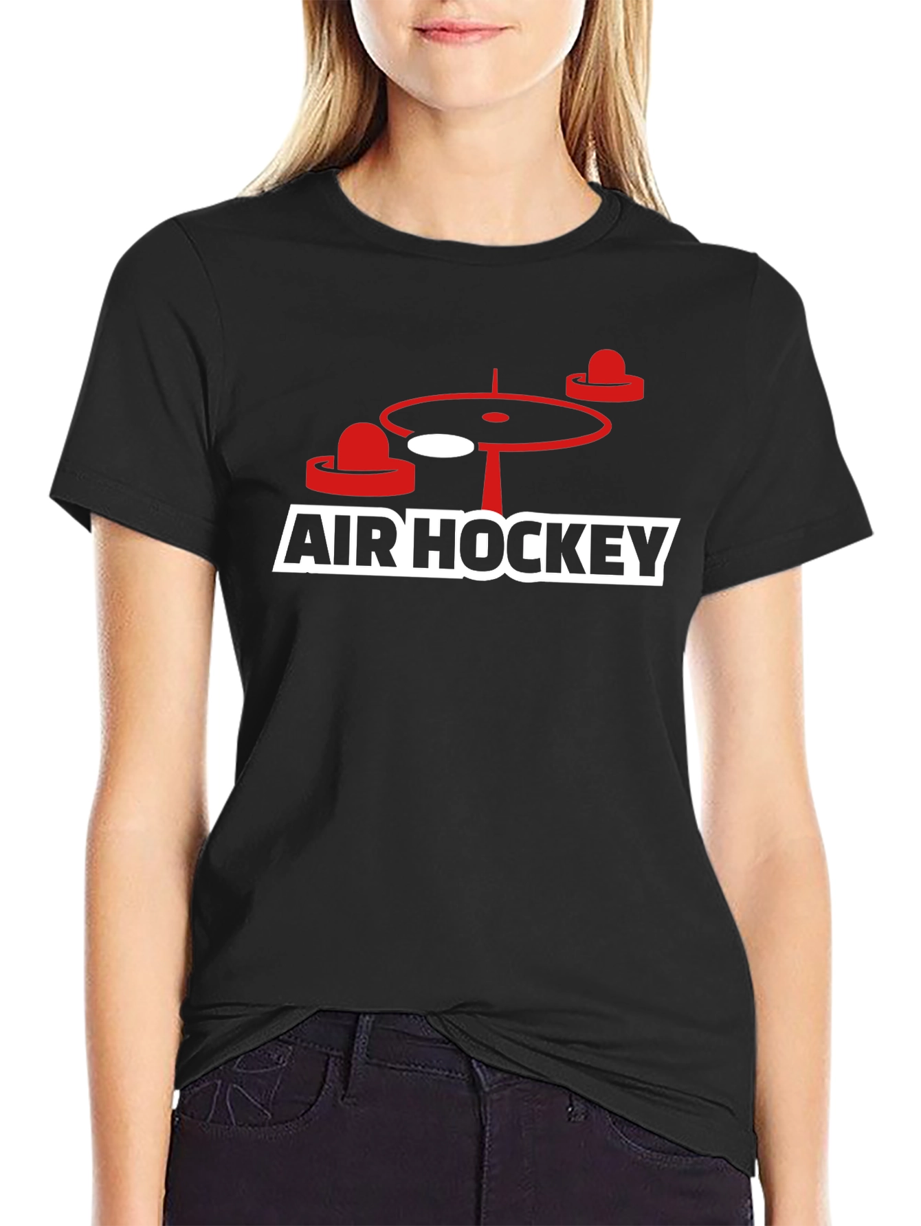 Air Hockey Graphic Tee - Black Cotton Blend