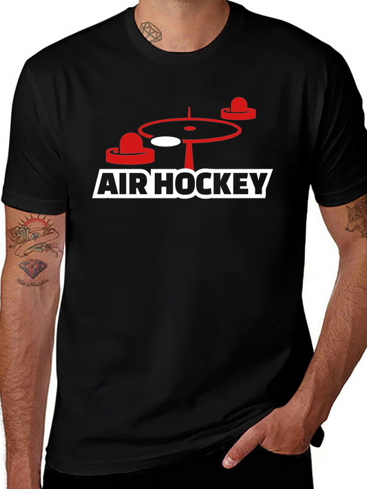 Air Hockey Graphic Tee - Black Cotton Blend