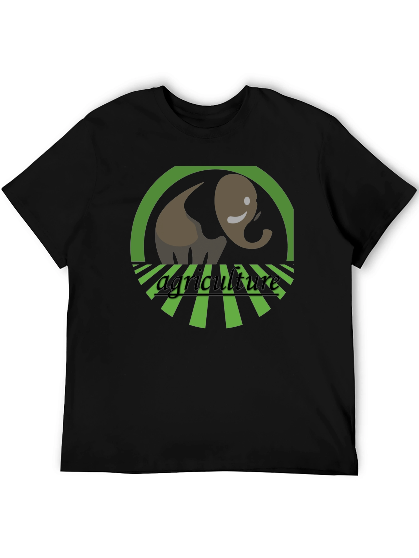 Agriculture Elephant Graphic Tee - Black Cotton Blend