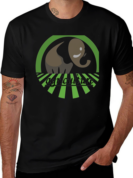 Agriculture Elephant Graphic Tee - Black Cotton Blend