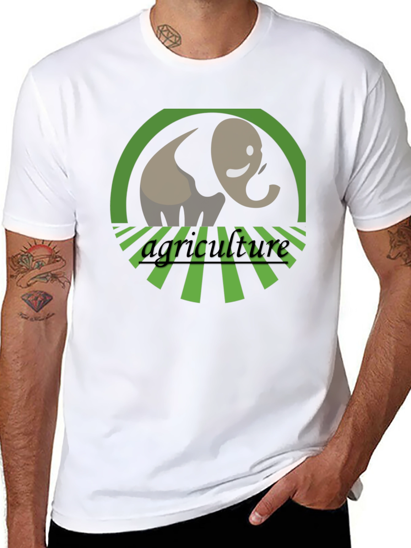 Agriculture Elephant Graphic Tee - Black Cotton Blend