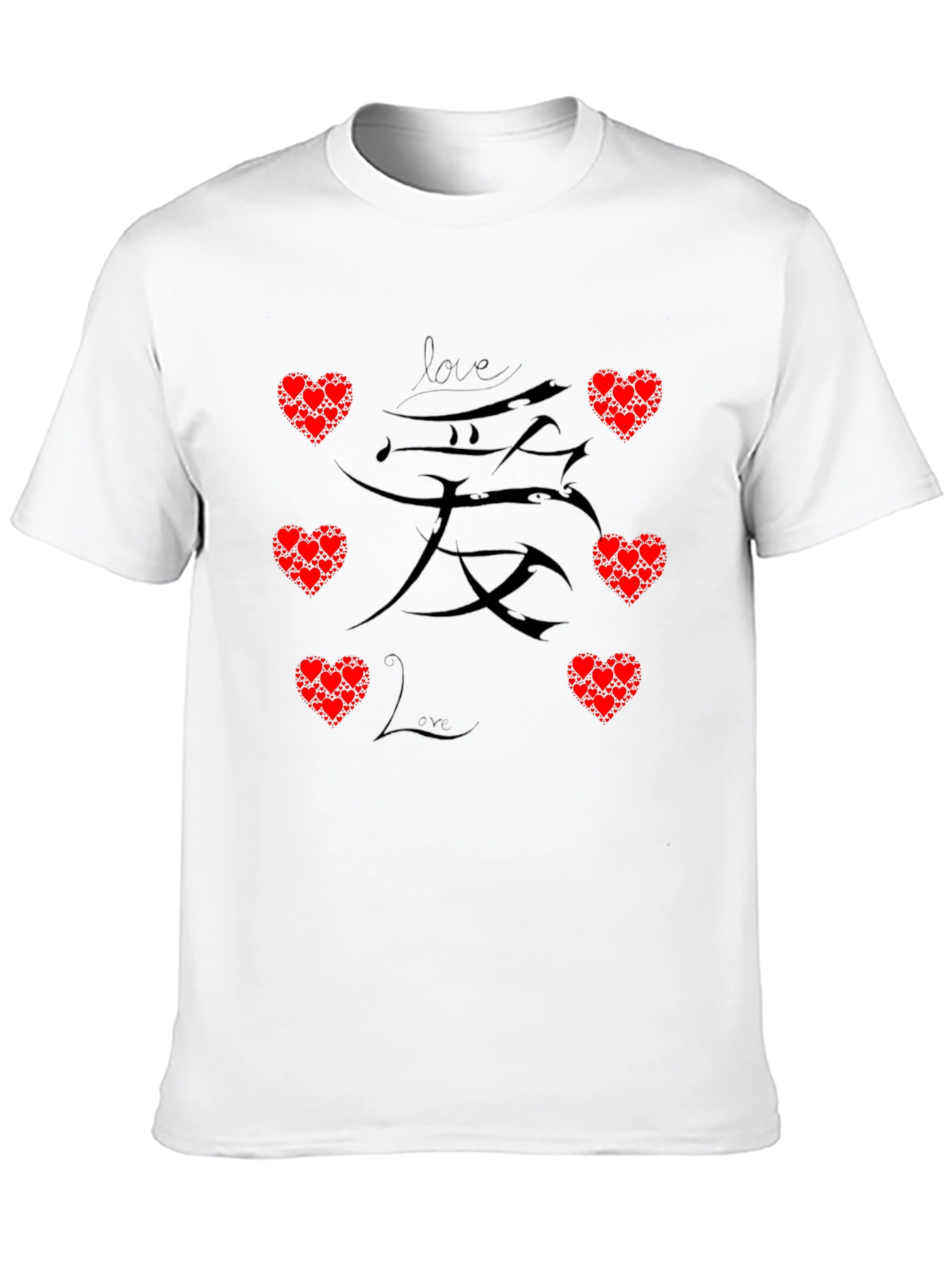 Love Heart Graphic Print Mens Black T-Shirt