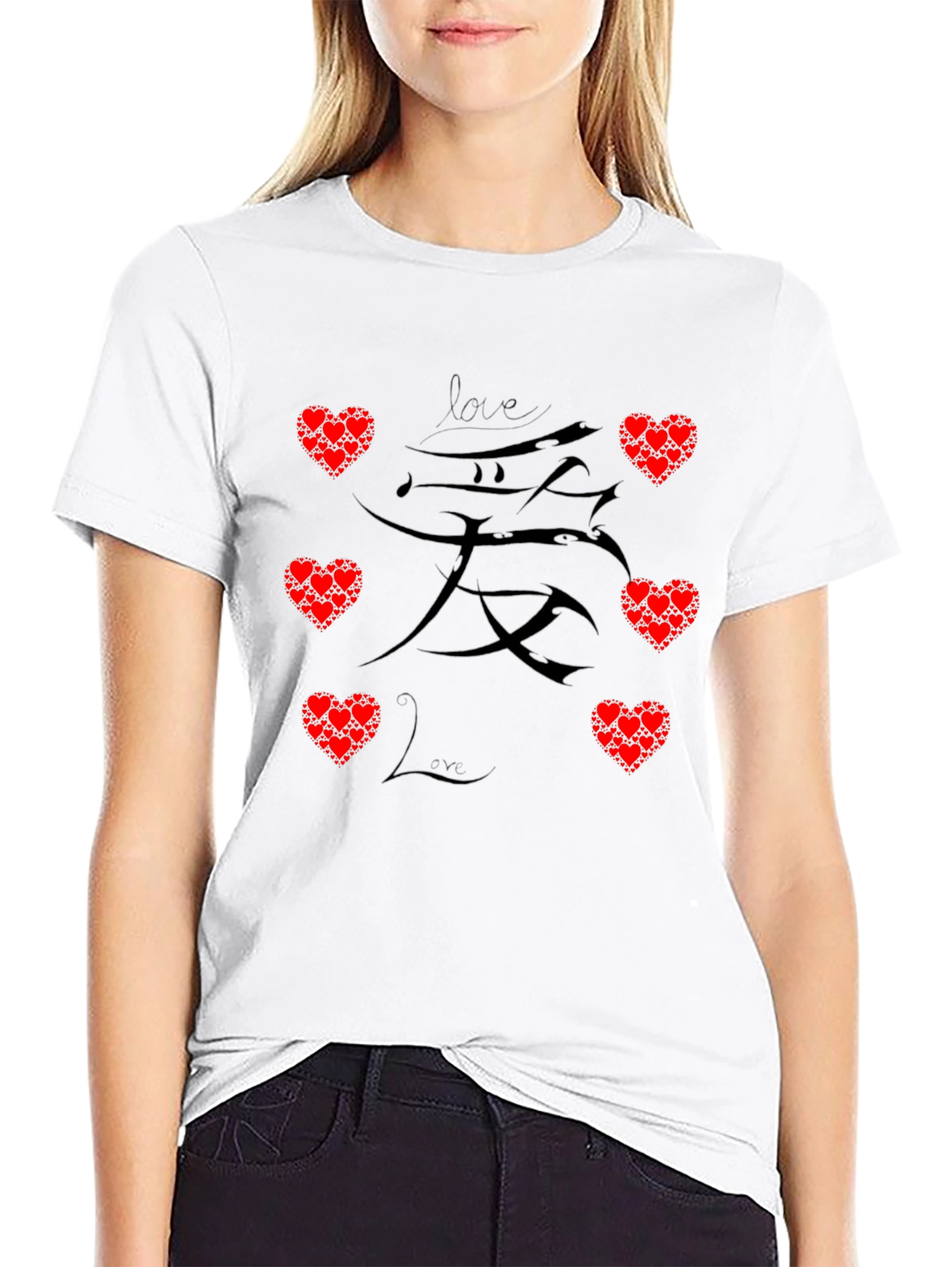 Love Heart Graphic Print Mens Black T-Shirt
