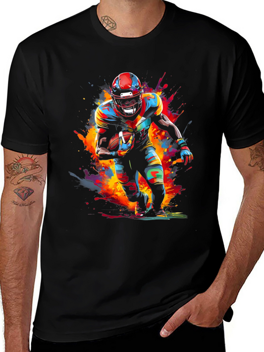 Colorful Football Player Graphic Tee