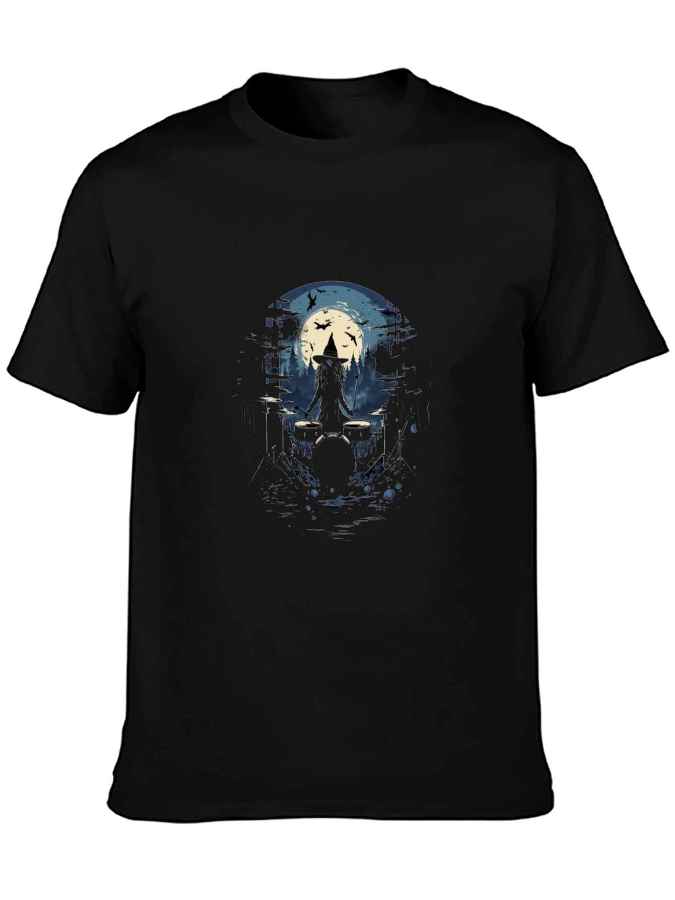 Witch Drummer Tee - Halloween Music Shirt