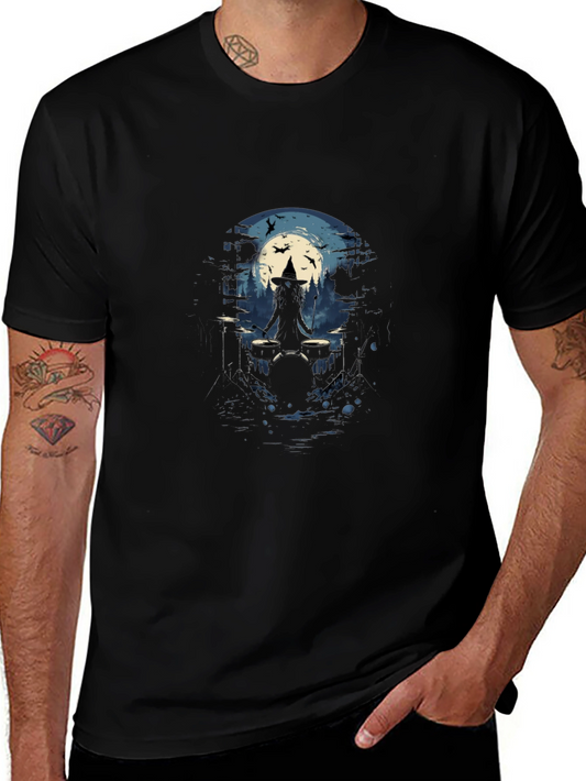 Witch Drummer Tee - Halloween Music Shirt