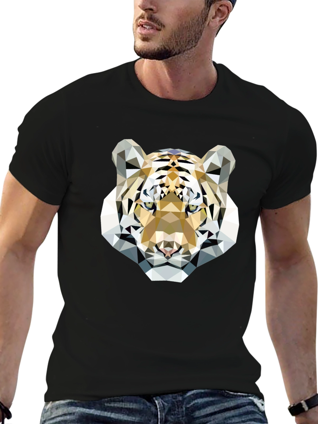 Geometric Tiger Graphic Tee - Modern & Stylish