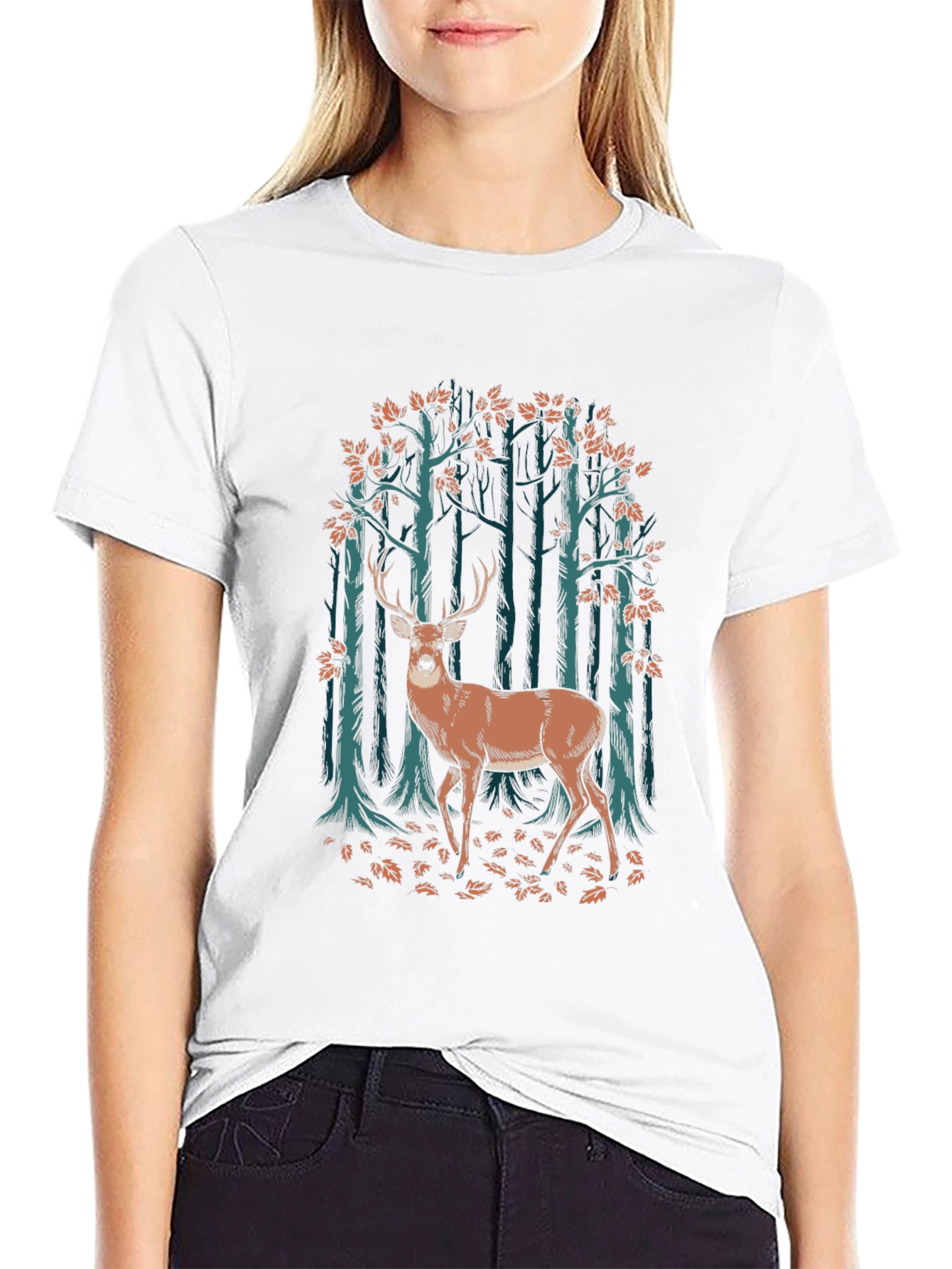 Deer in Forest Graphic T-Shirt