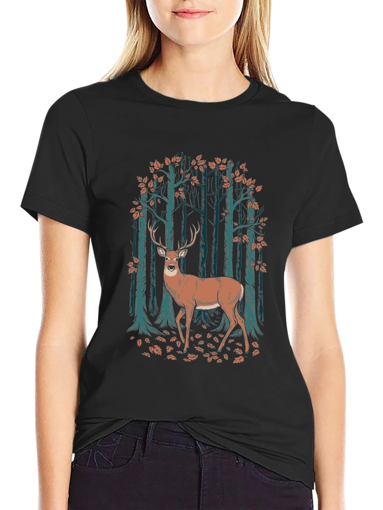 Deer in Forest Graphic T-Shirt