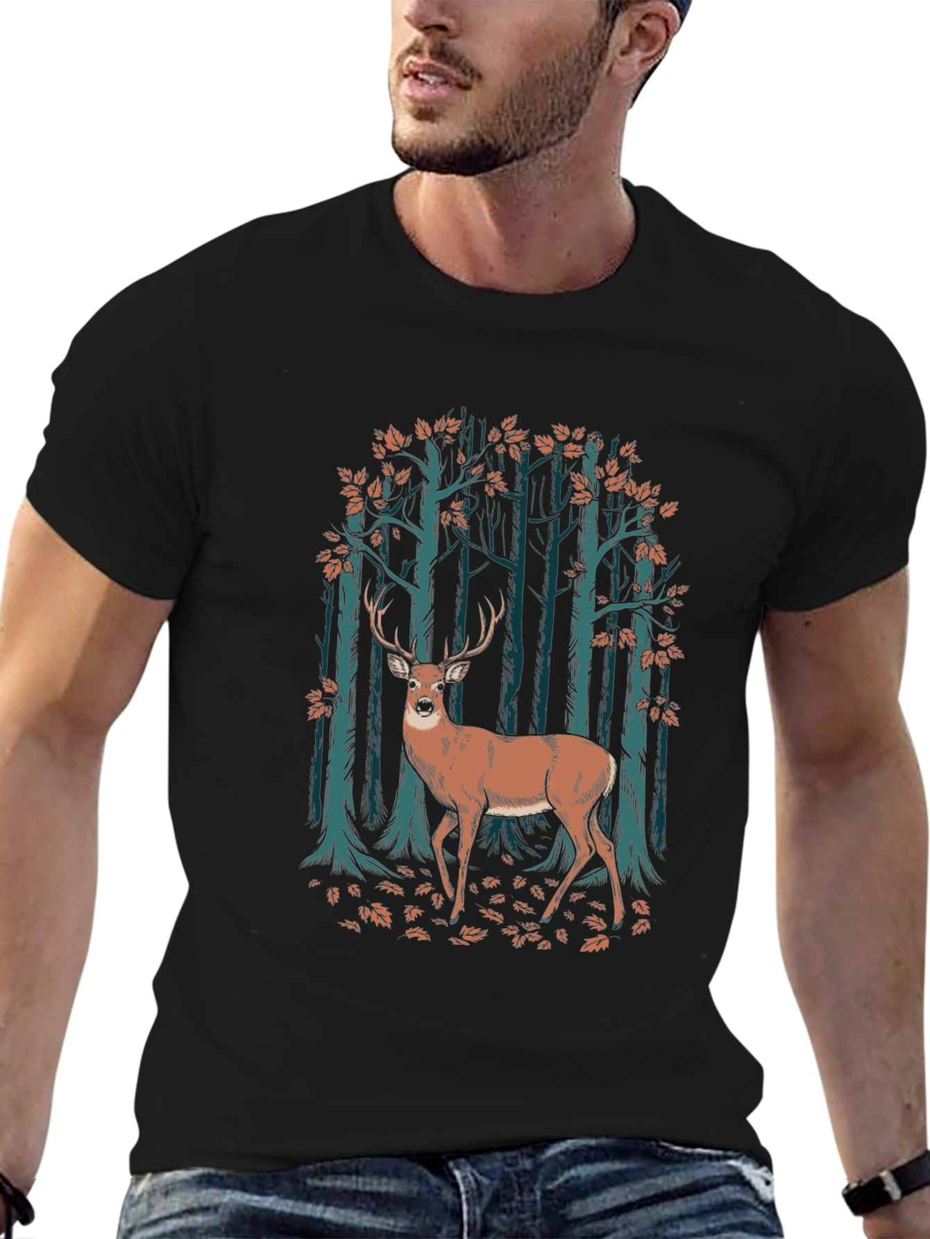 Deer in Forest Graphic T-Shirt