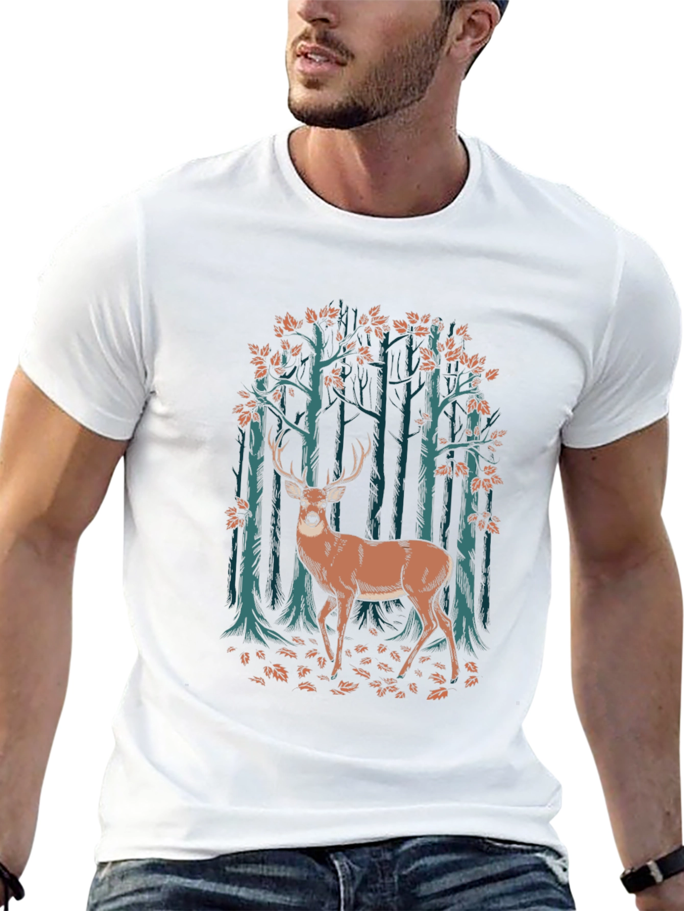 Deer in Forest Graphic T-Shirt