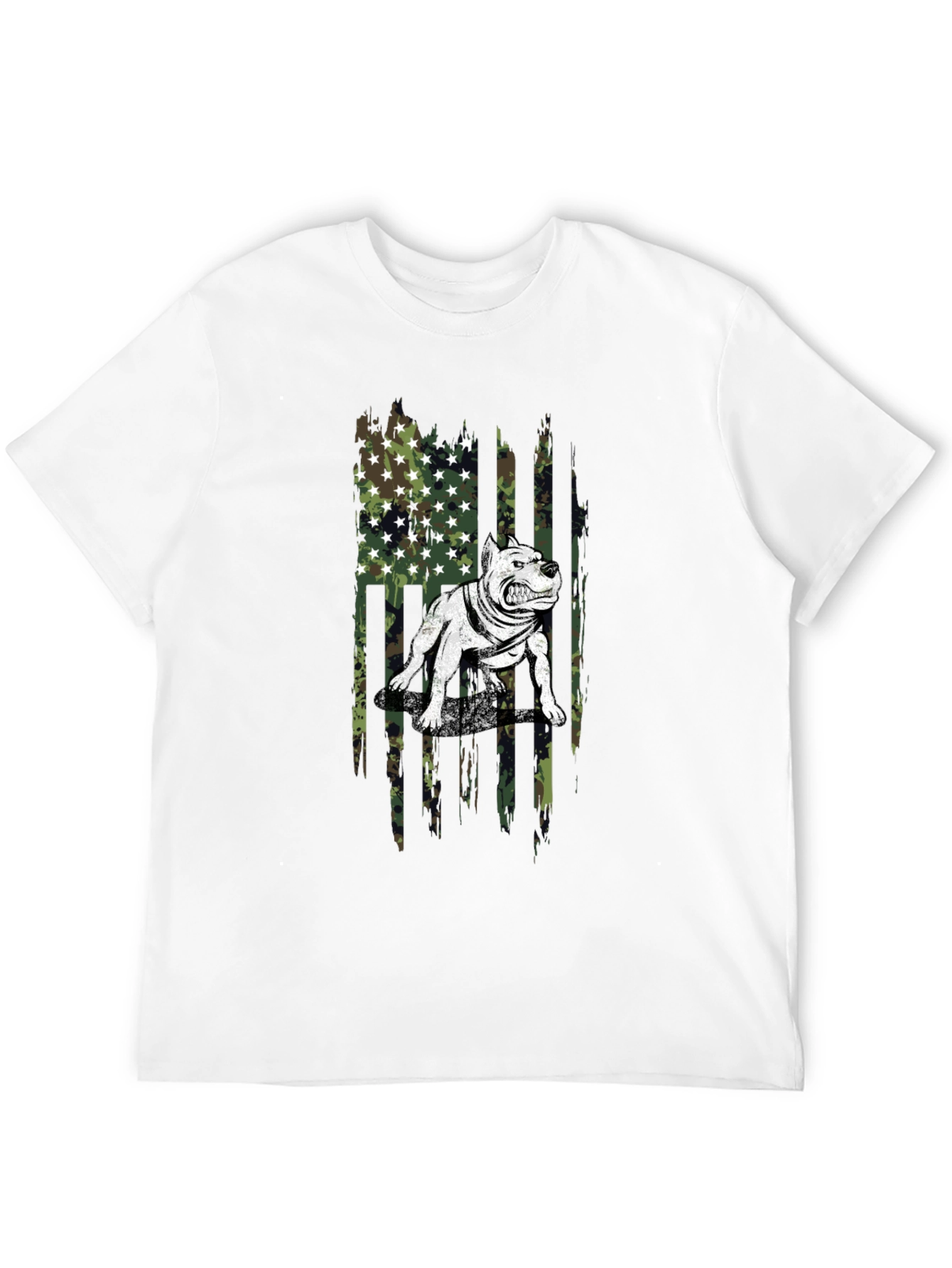 Pitbull Camo Flag Graphic T-Shirt