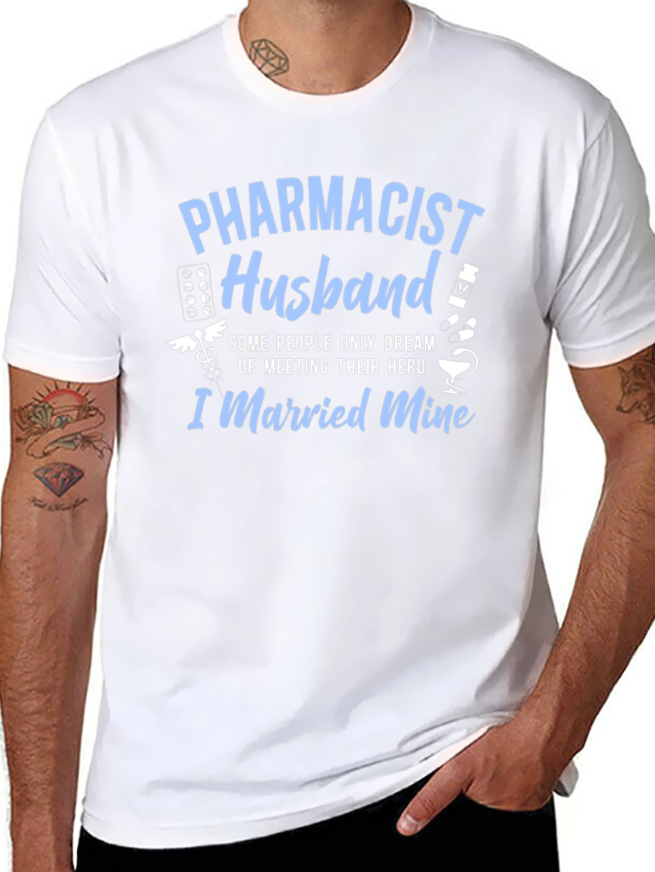 Pharmacist Husband T-Shirt - Hero I Married Mine