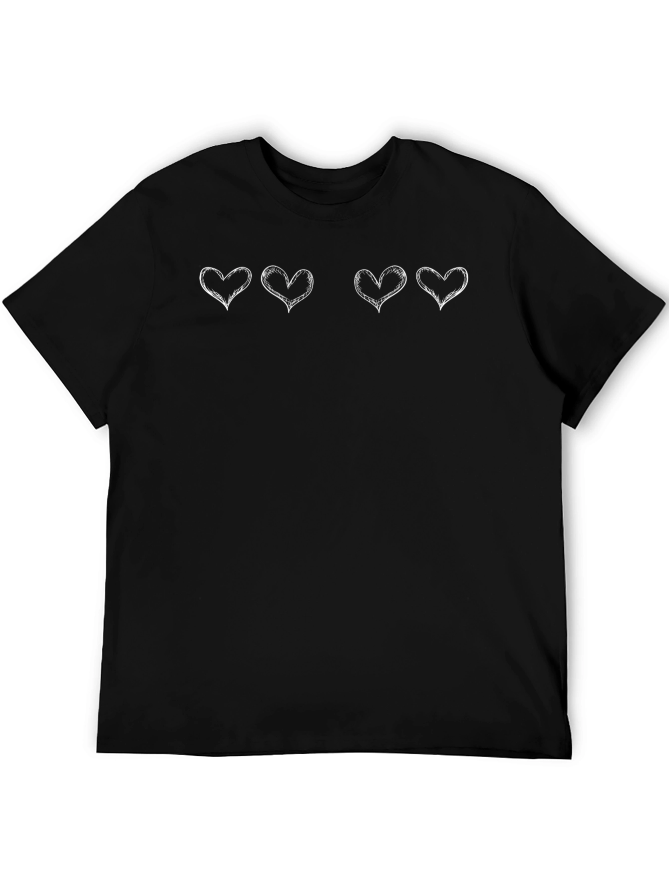 Heart Doodle Graphic Tee - Casual Black T-Shirt