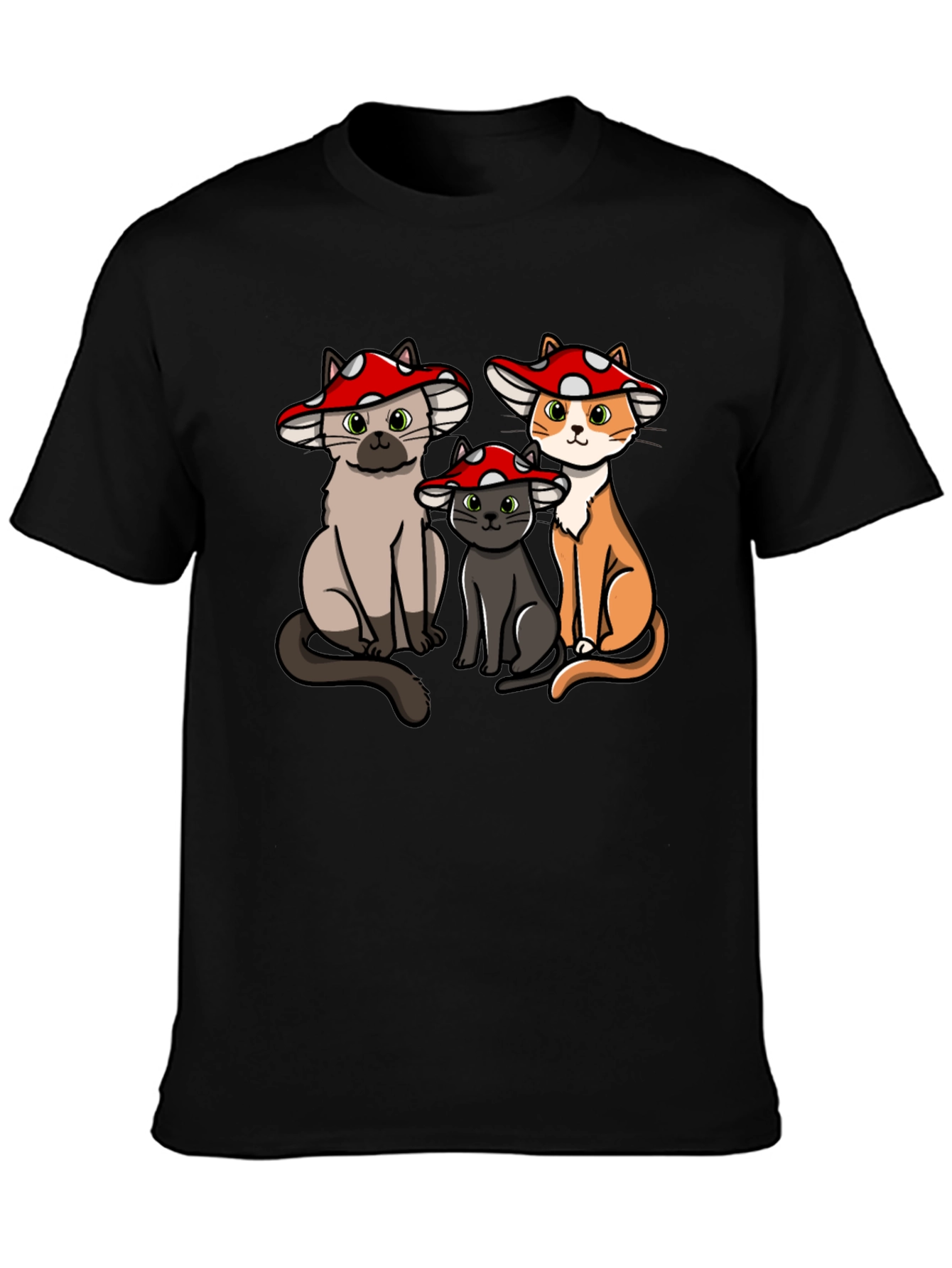 Mushroom Cat T-Shirt - Whimsical Graphic Tee