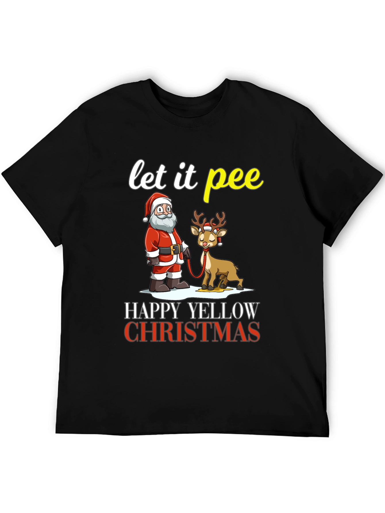 Let It Pee Happy Yellow Christmas T-Shirt