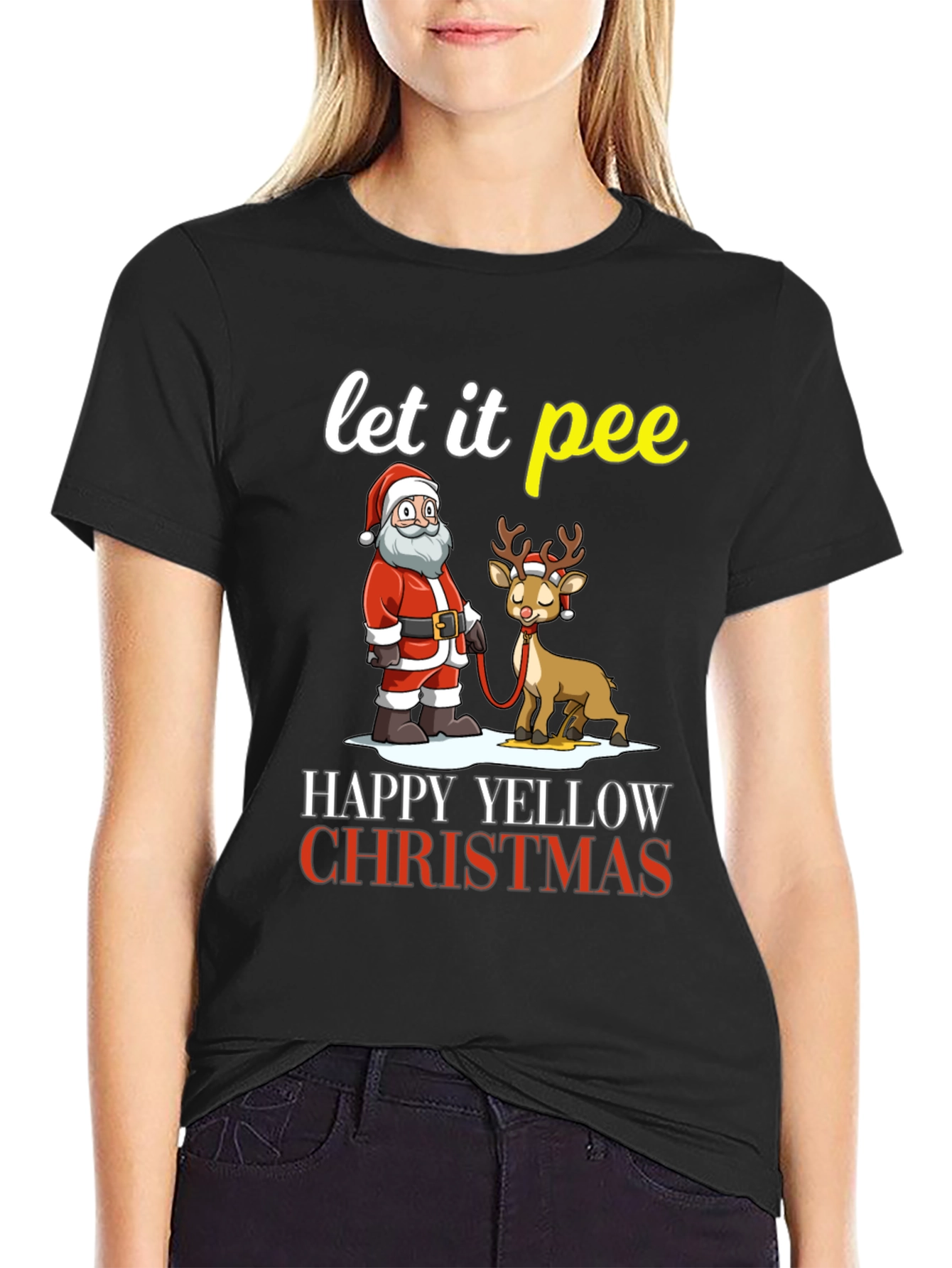Let It Pee Happy Yellow Christmas T-Shirt