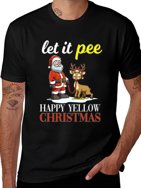Let It Pee Happy Yellow Christmas T-Shirt