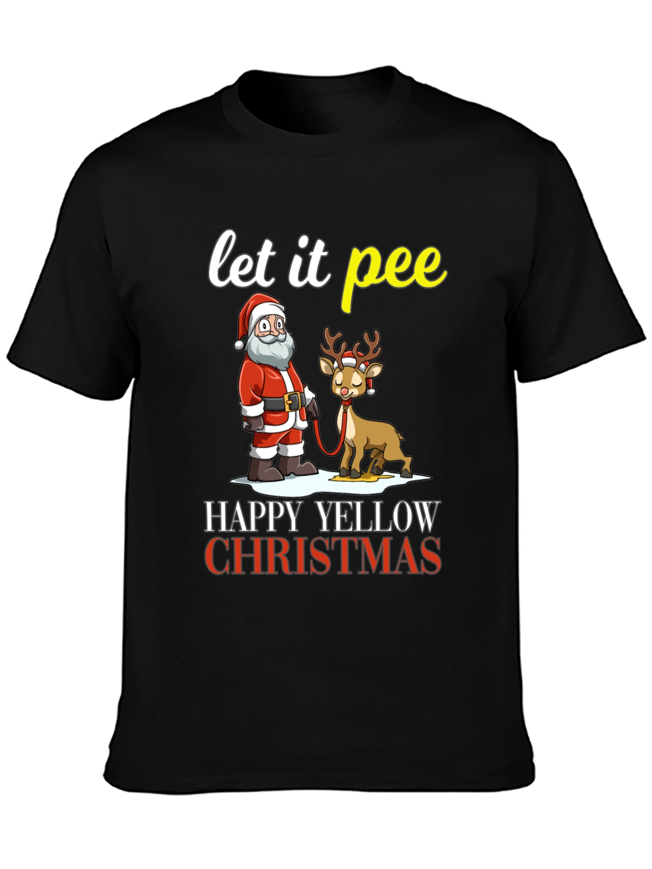 Let It Pee Happy Yellow Christmas T-Shirt