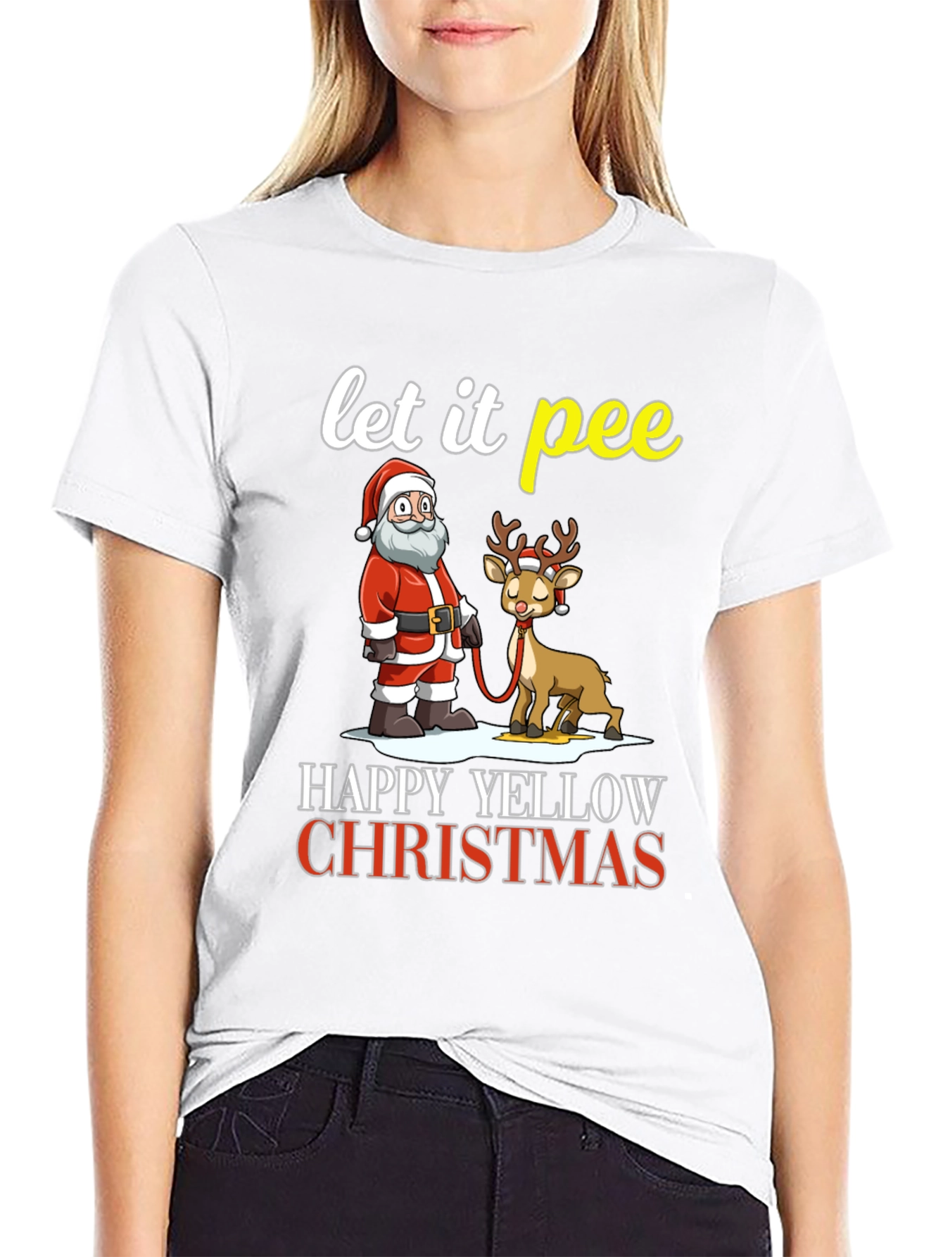 Let It Pee Happy Yellow Christmas T-Shirt