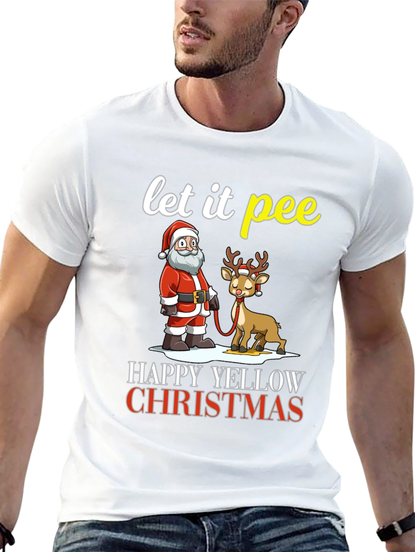 Let It Pee Happy Yellow Christmas T-Shirt