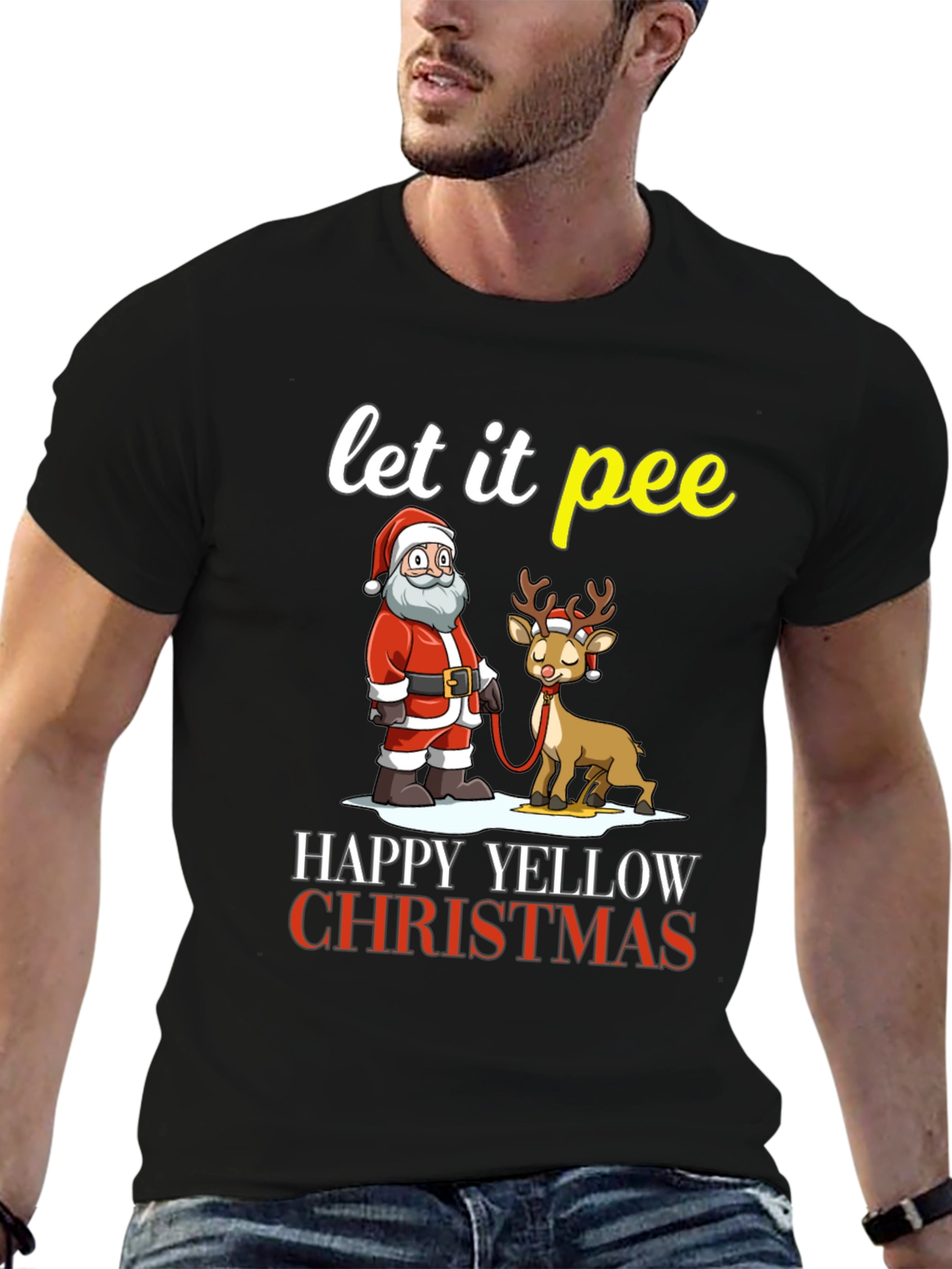 Let It Pee Happy Yellow Christmas T-Shirt