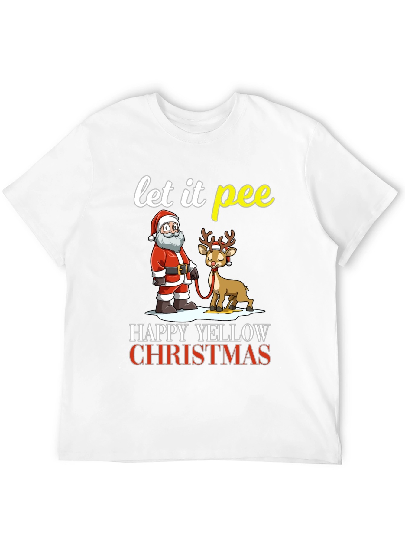 Let It Pee Happy Yellow Christmas T-Shirt