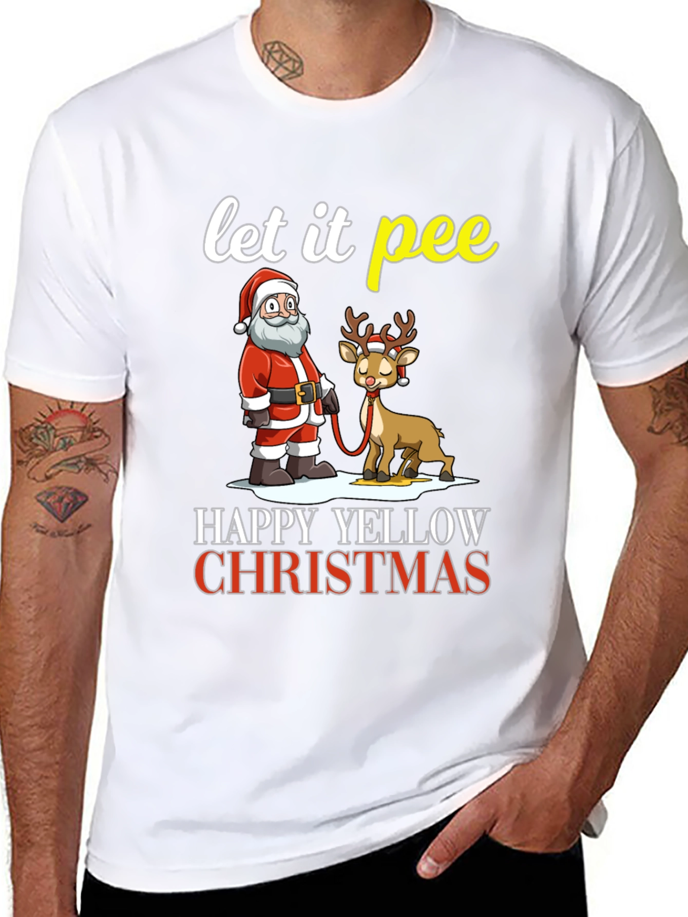 Let It Pee Happy Yellow Christmas T-Shirt