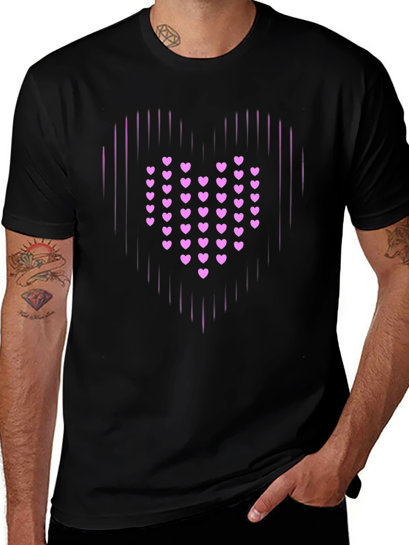 Heart Graphic Print Black T-Shirt
