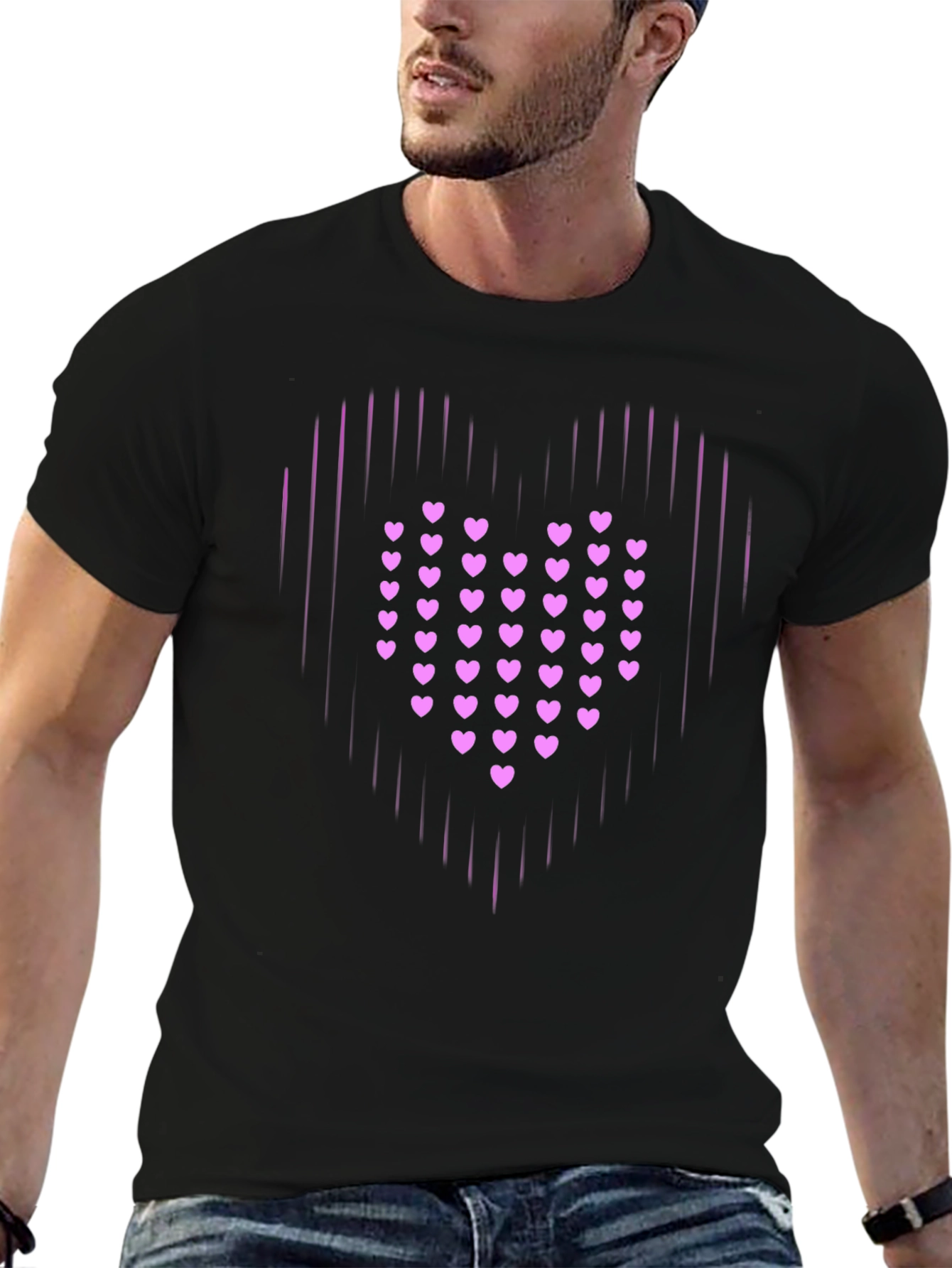 Heart Graphic Print Black T-Shirt
