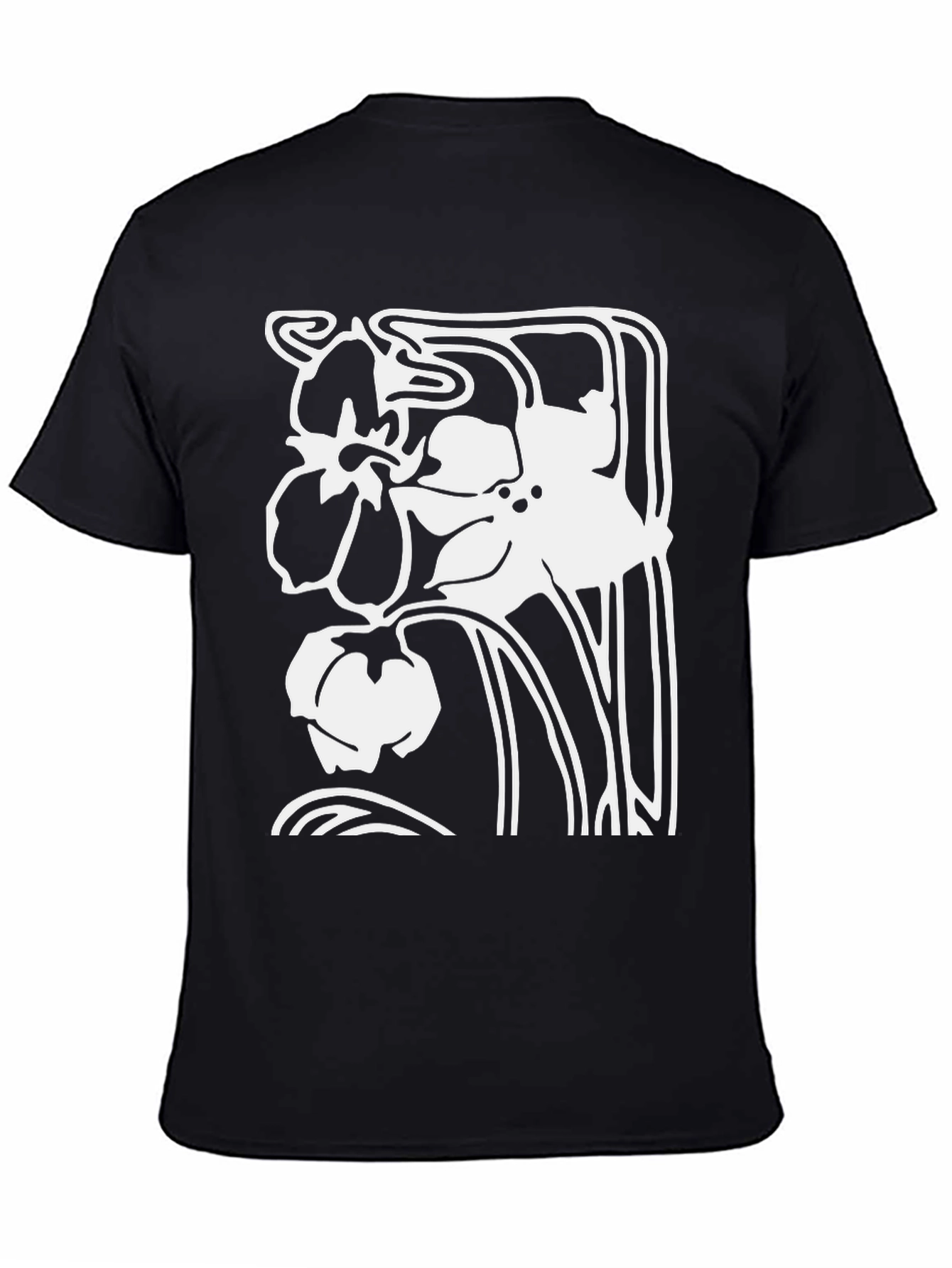 Floral Art Nouveau Black T-Shirt