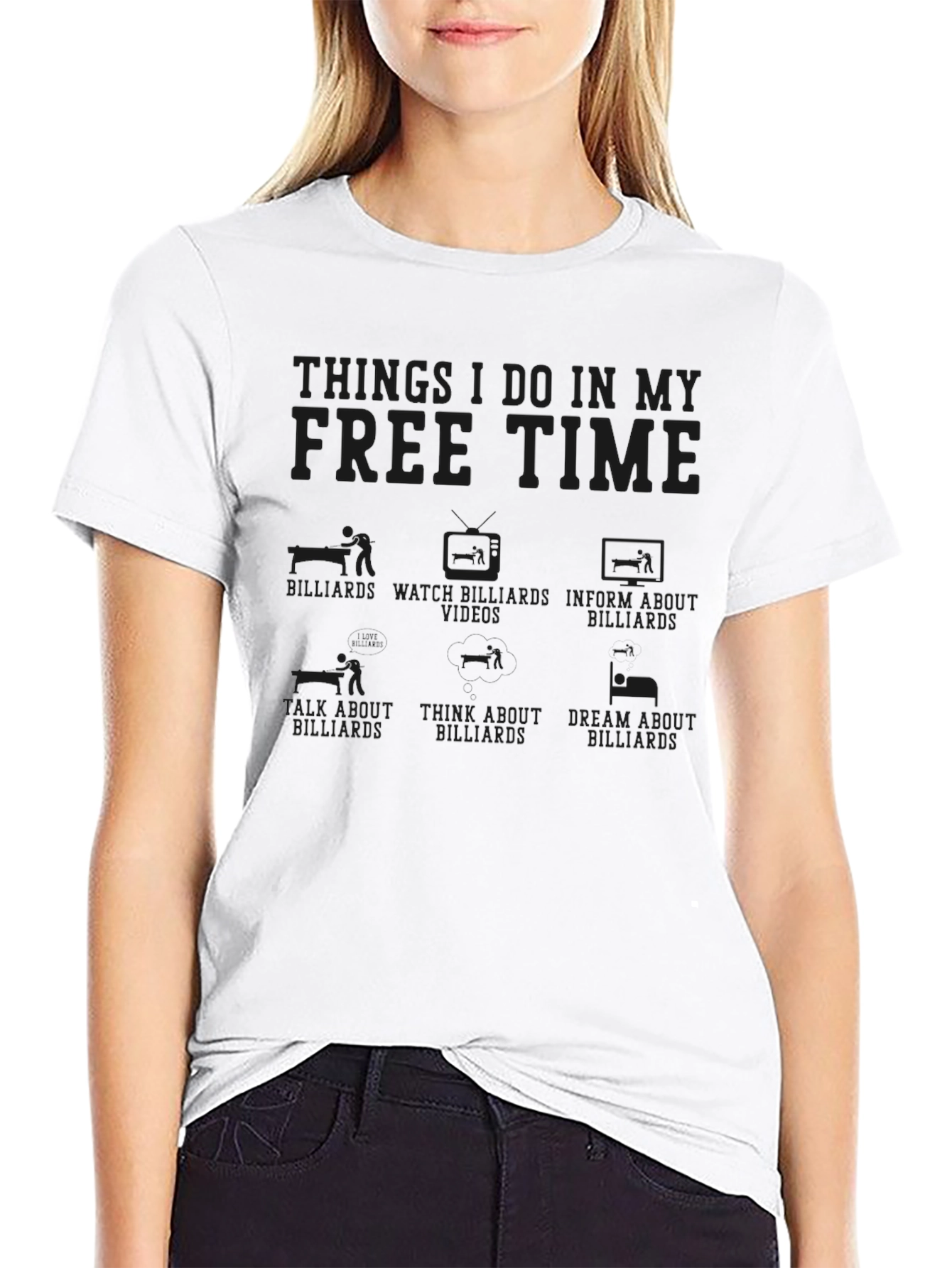 Billiards Free Time T-Shirt -  Black Graphic Tee