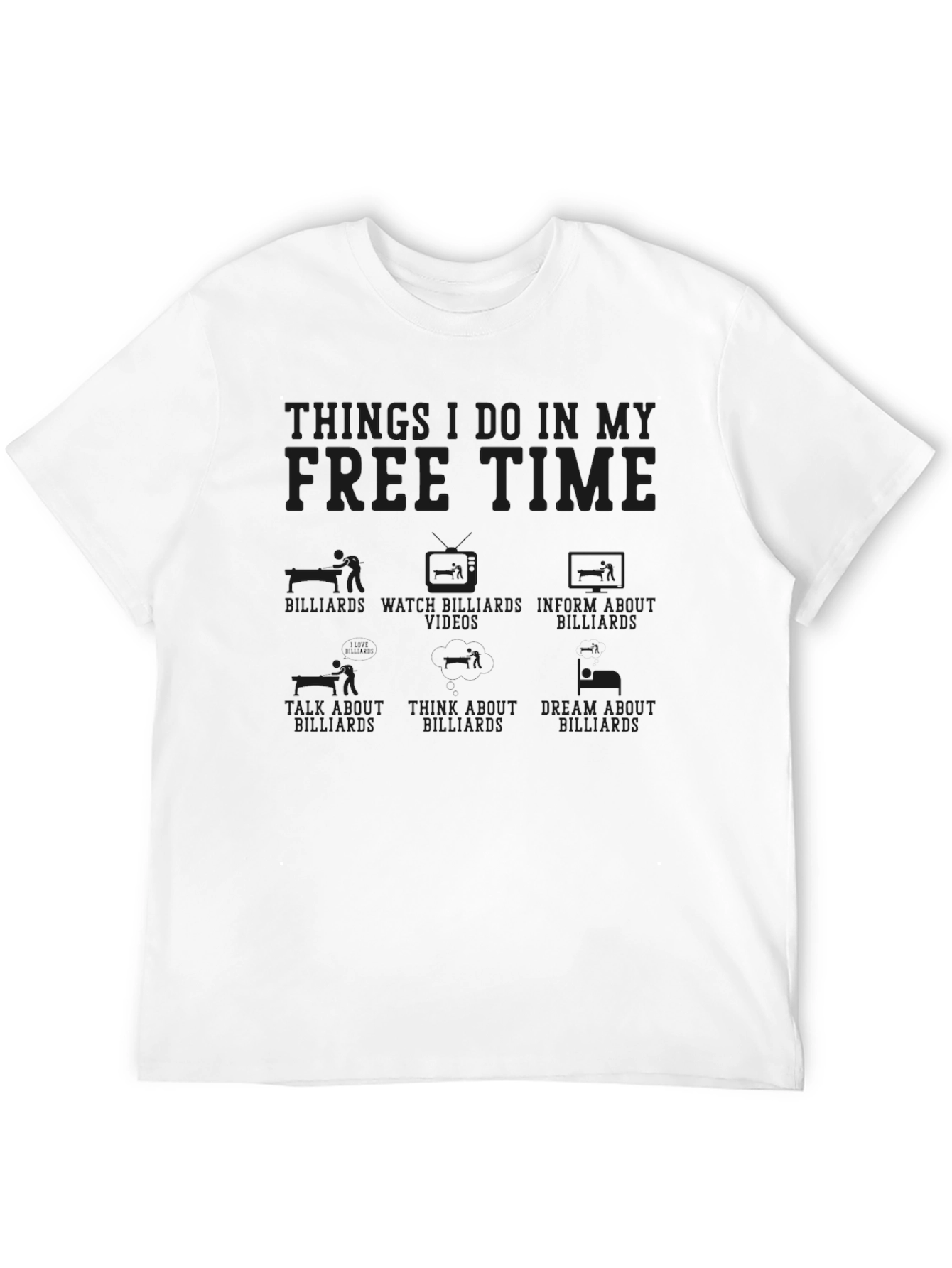 Billiards Free Time T-Shirt -  Black Graphic Tee