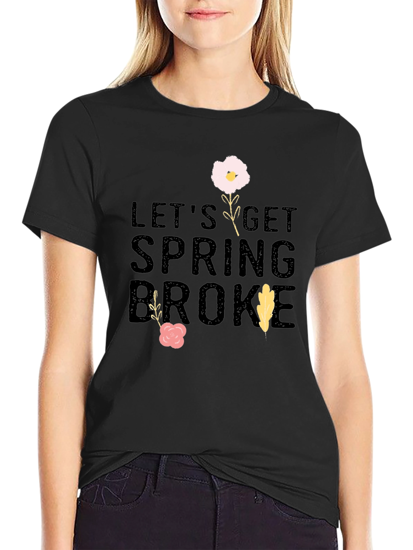 Spring Broke Black Graphic T-Shirt