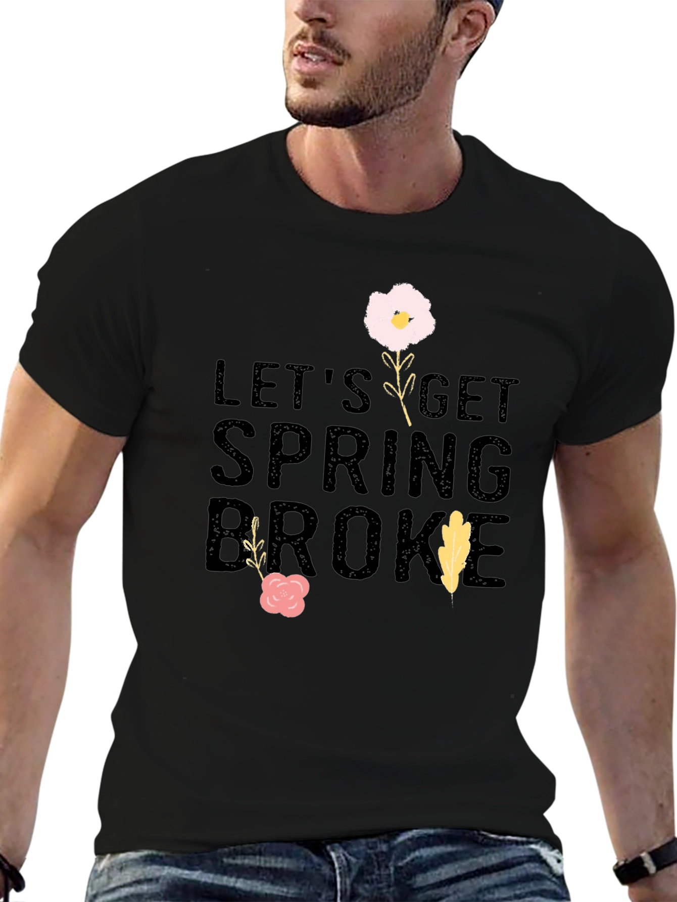 Spring Broke Black Graphic T-Shirt