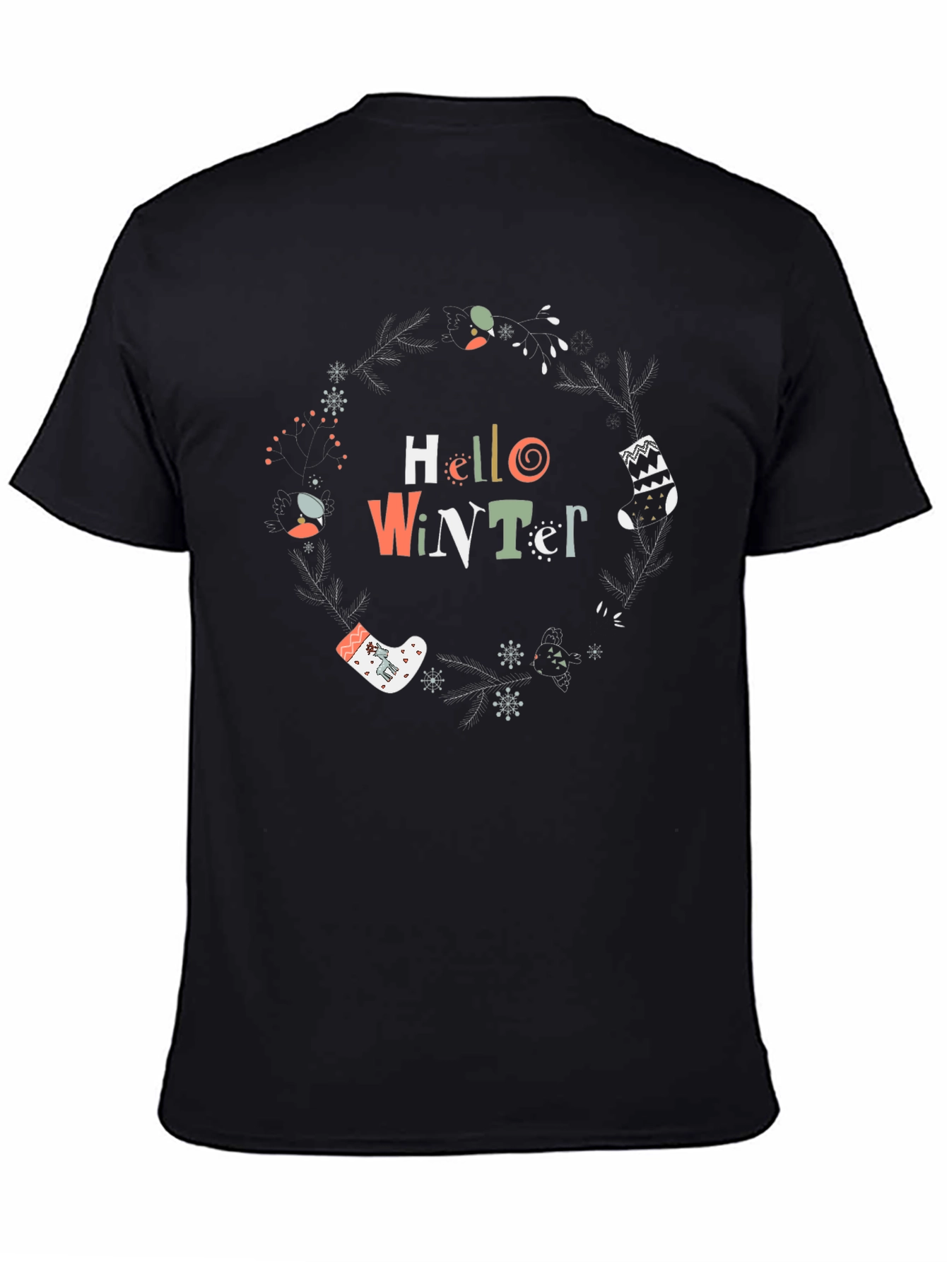 Winter Graphic Tee - Hello Winter Crewneck T-Shirt