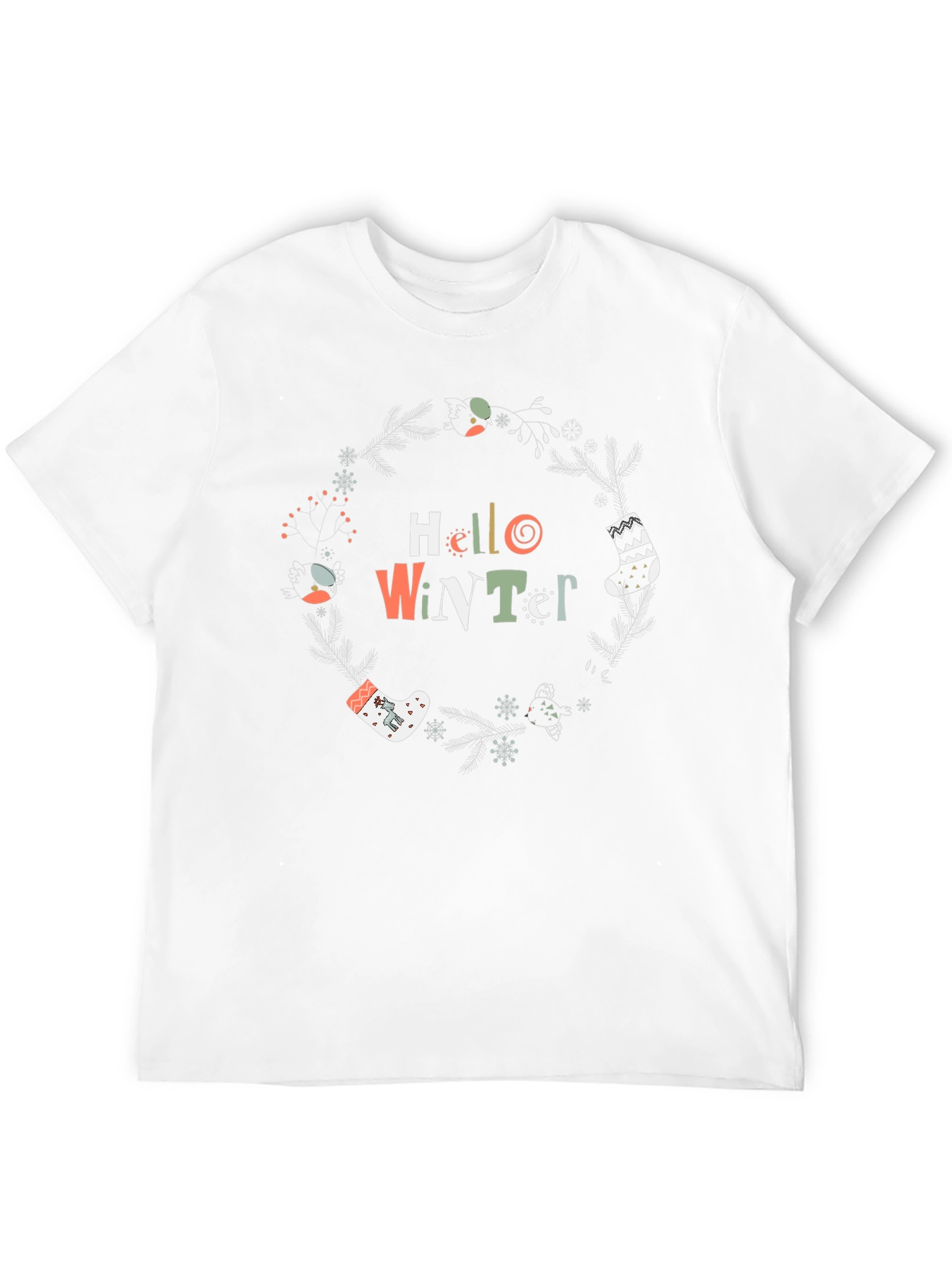 Winter Graphic Tee - Hello Winter Crewneck T-Shirt