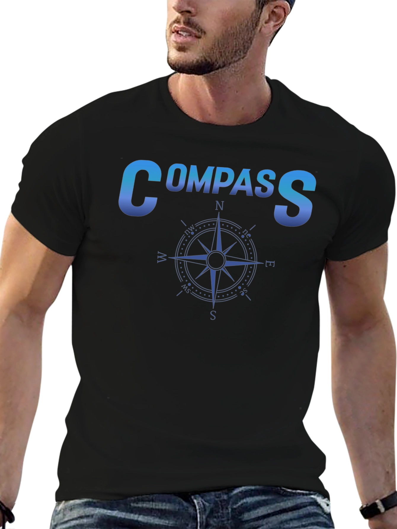 Compass Graphic Black T-Shirt - Travel & Adventure Ready