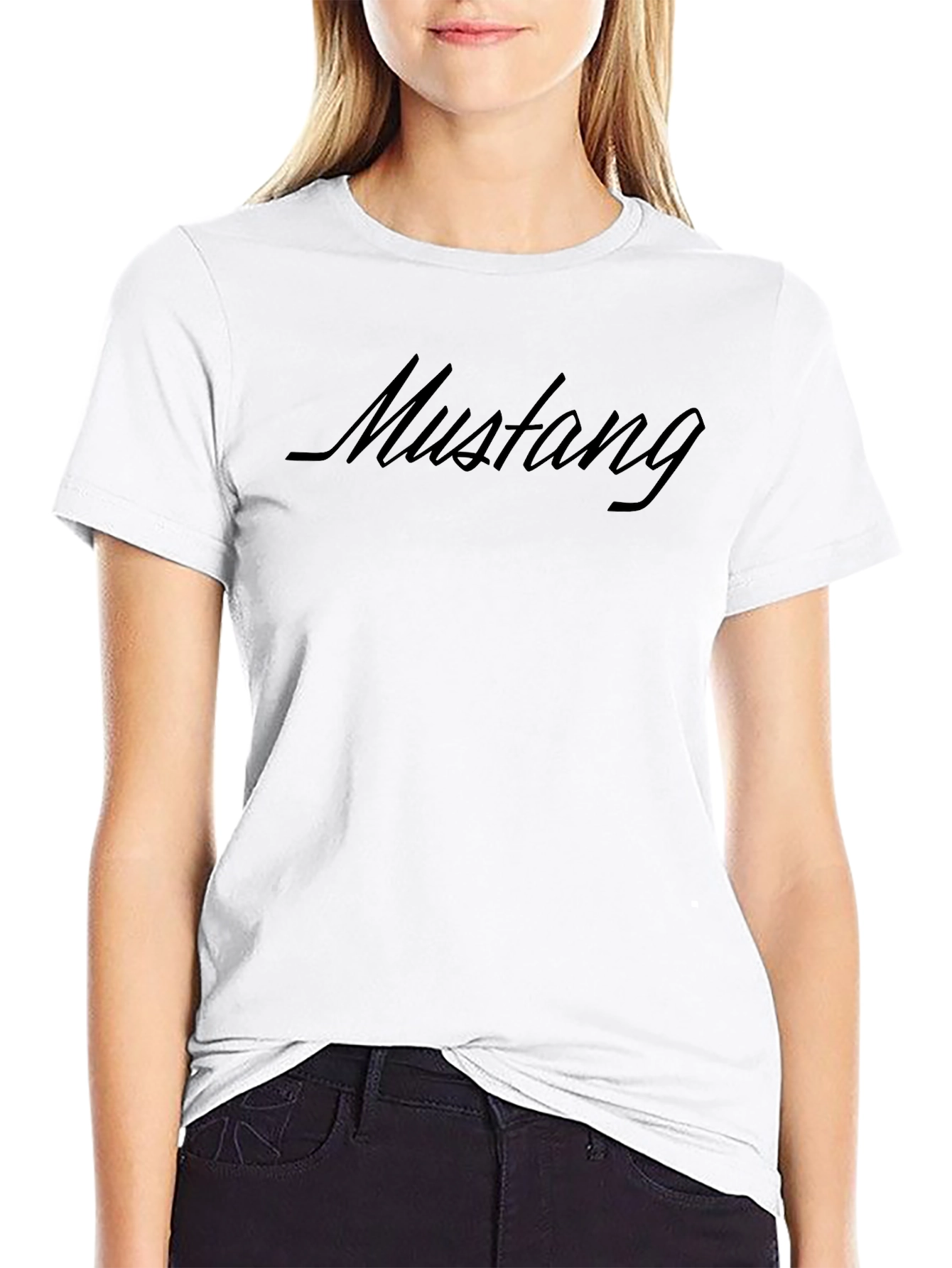 Mustang Script Black Tee - Classic Car Fan Apparel
