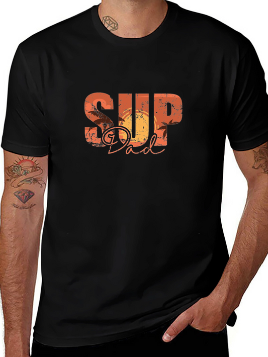 SUP Dad Black T-Shirt - Stand Up Paddleboard Father Tee