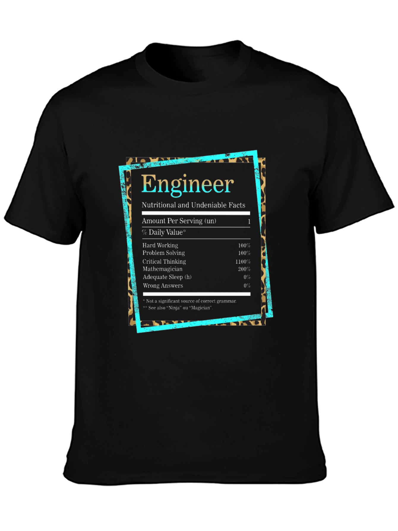 Engineer Nutritional Facts Black T-Shirt