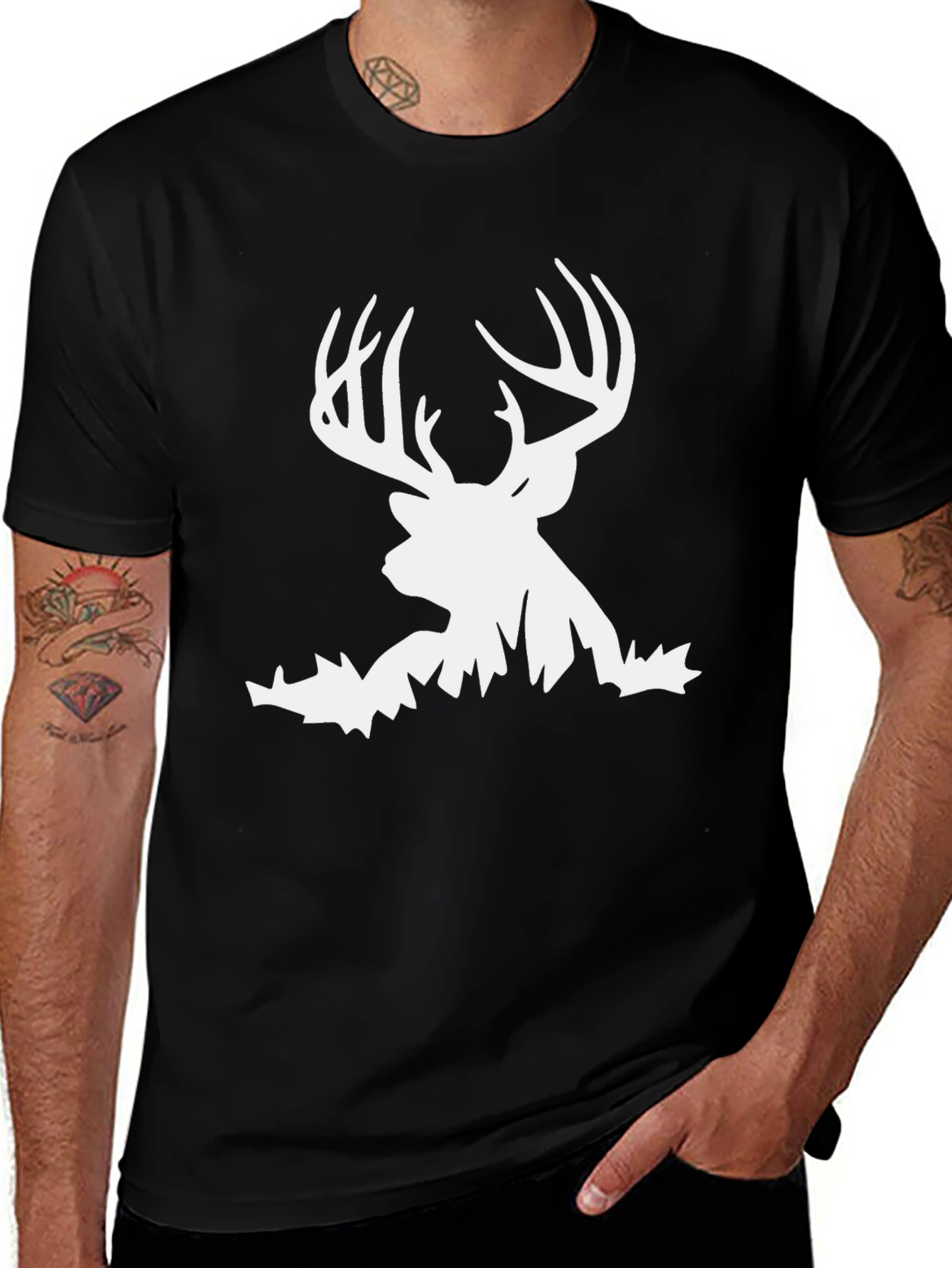 Deer Graphic Tee - Black Casual T-Shirt